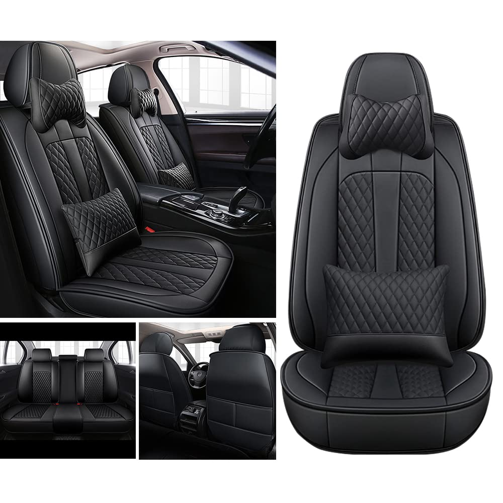 Premium Leather Car Seat Covers for Mazda 3 (2004-2021) - 5-Seat Full Set with Headrest & Lumbar Support - All-Weather Protection - Luxury Black Interior Upgrade - Perfect for Commuting, Road Trips & Family Travel