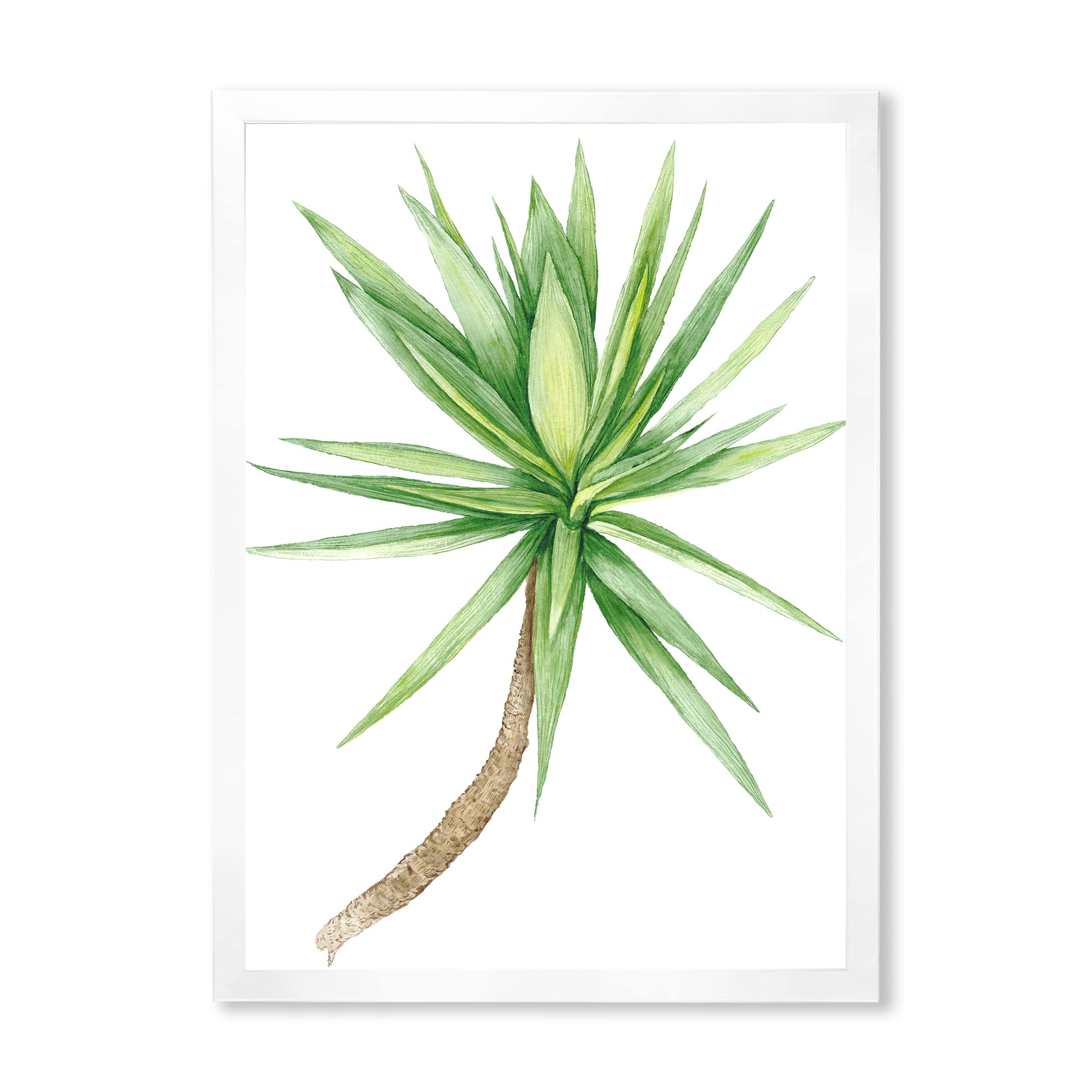 Yucca Tree Traditional Framed Wall Art - Handcrafted Desert Plant Painting - Perfect for Living Room, Bedroom & Office Decor