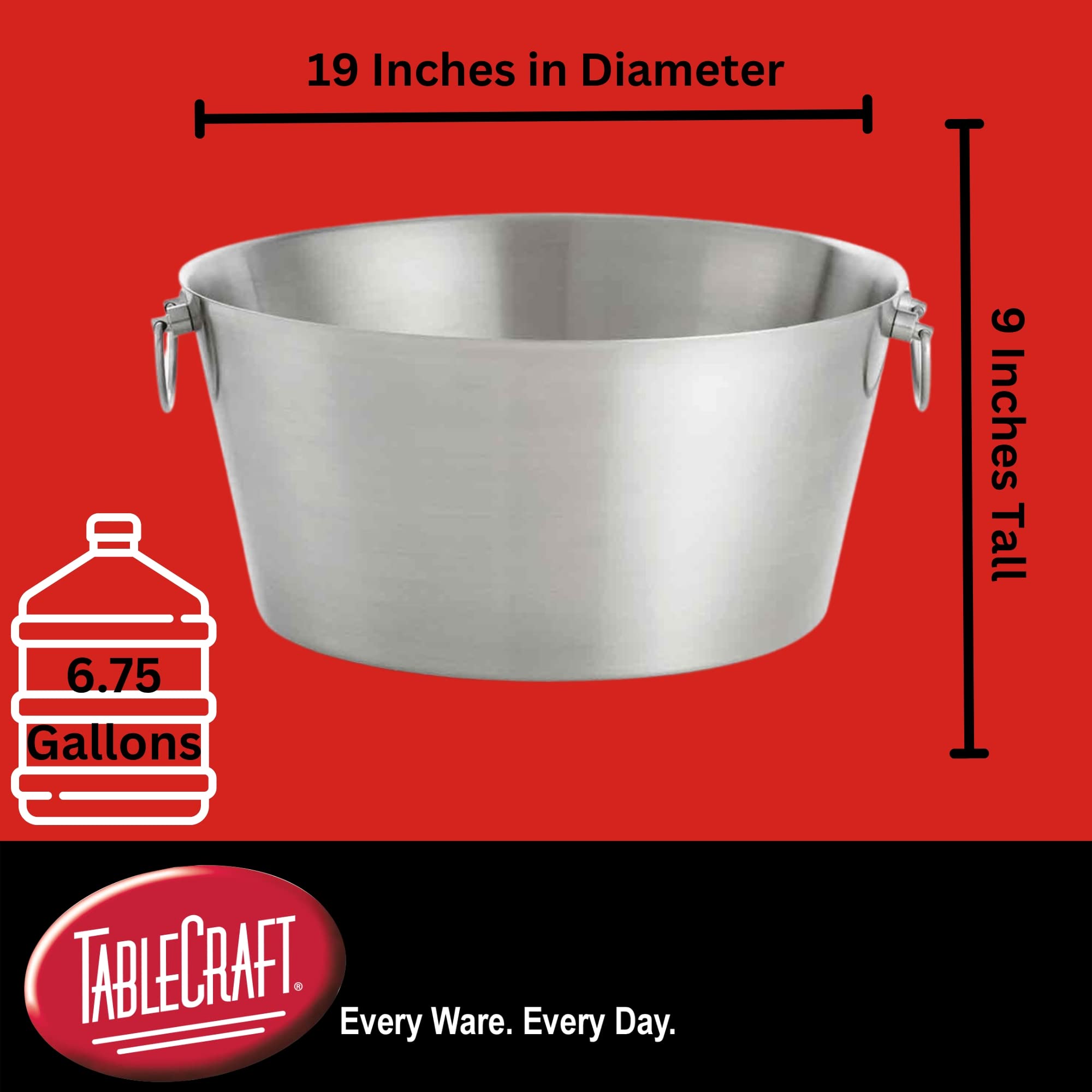 TableCraft BT199 6.75 Gallon Stainless Steel Beverage Tub with Double Wall - 19
