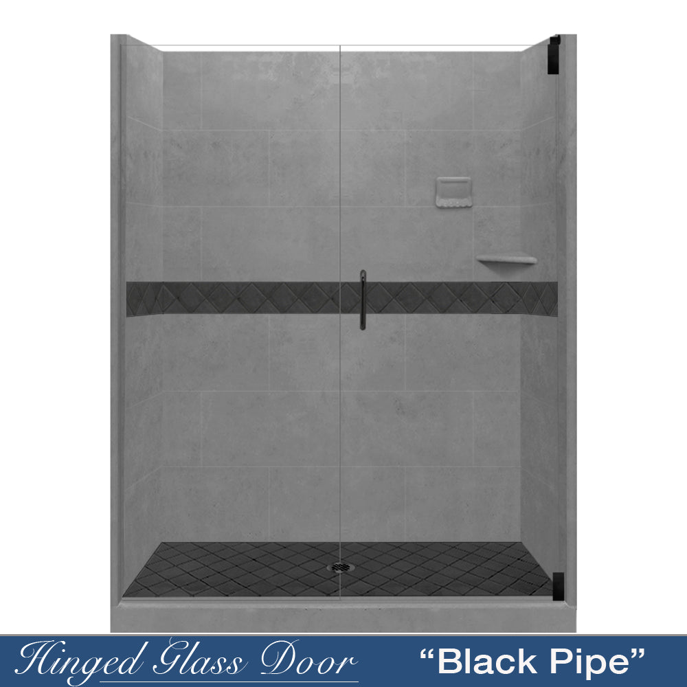 60 Alcove Wet Cement Sistine Stone & Diamond Stone Accent Tile - DIY Shower Remodel Kit for Bathroom Renovation | Waterproof & Durable Backsplash Tiles for Shower Walls and Floors