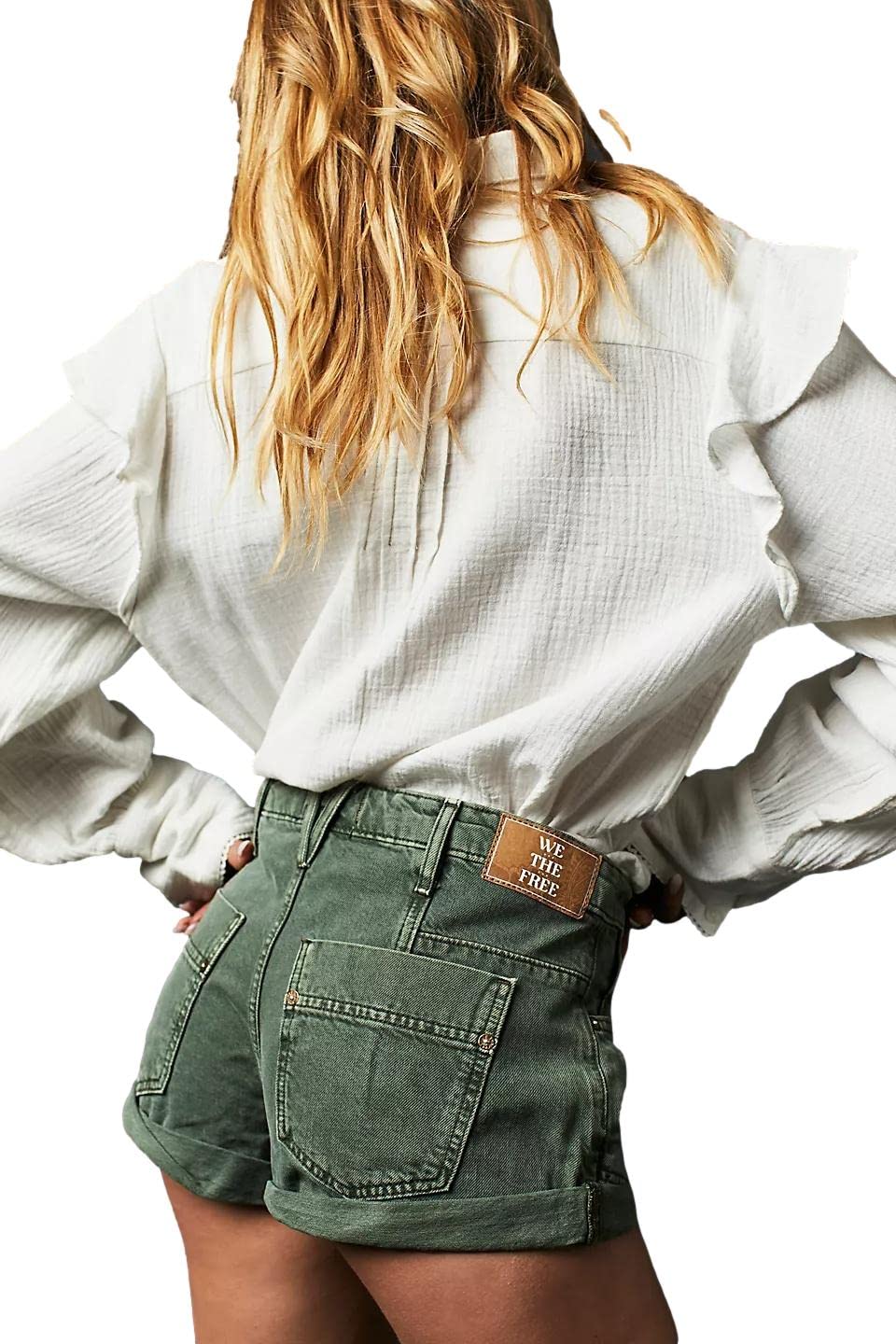 Free People Women's Beginner's Luck Slouch Shorts - Olive Green Casual Lounge Shorts for Yoga, Beach & Summer Outfits