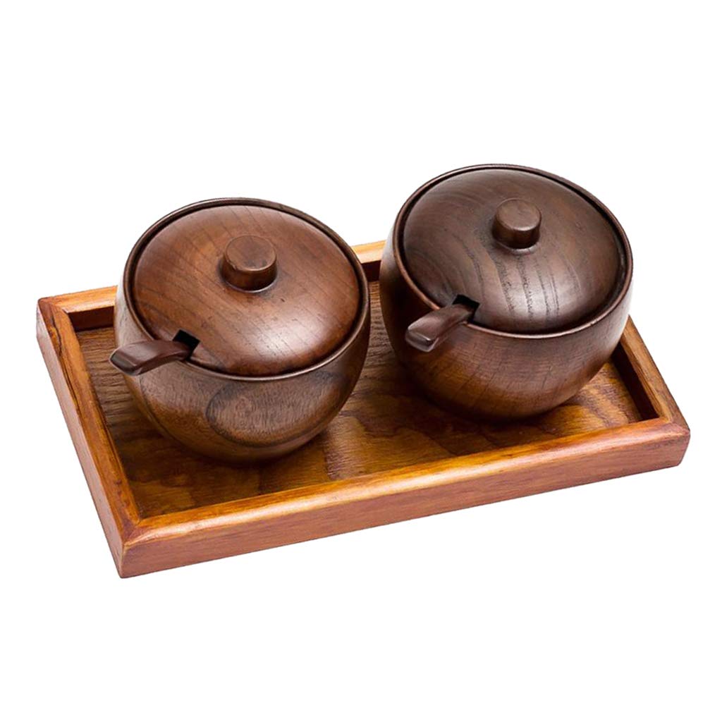 Premium Wooden Spice Rack Organizer Set - 4 Piece Seasoning Bottles & Storage Tray - Kitchen Countertop Spice Container for Salt, Pepper, Herbs - Perfect for Home Cooking & Restaurant Use