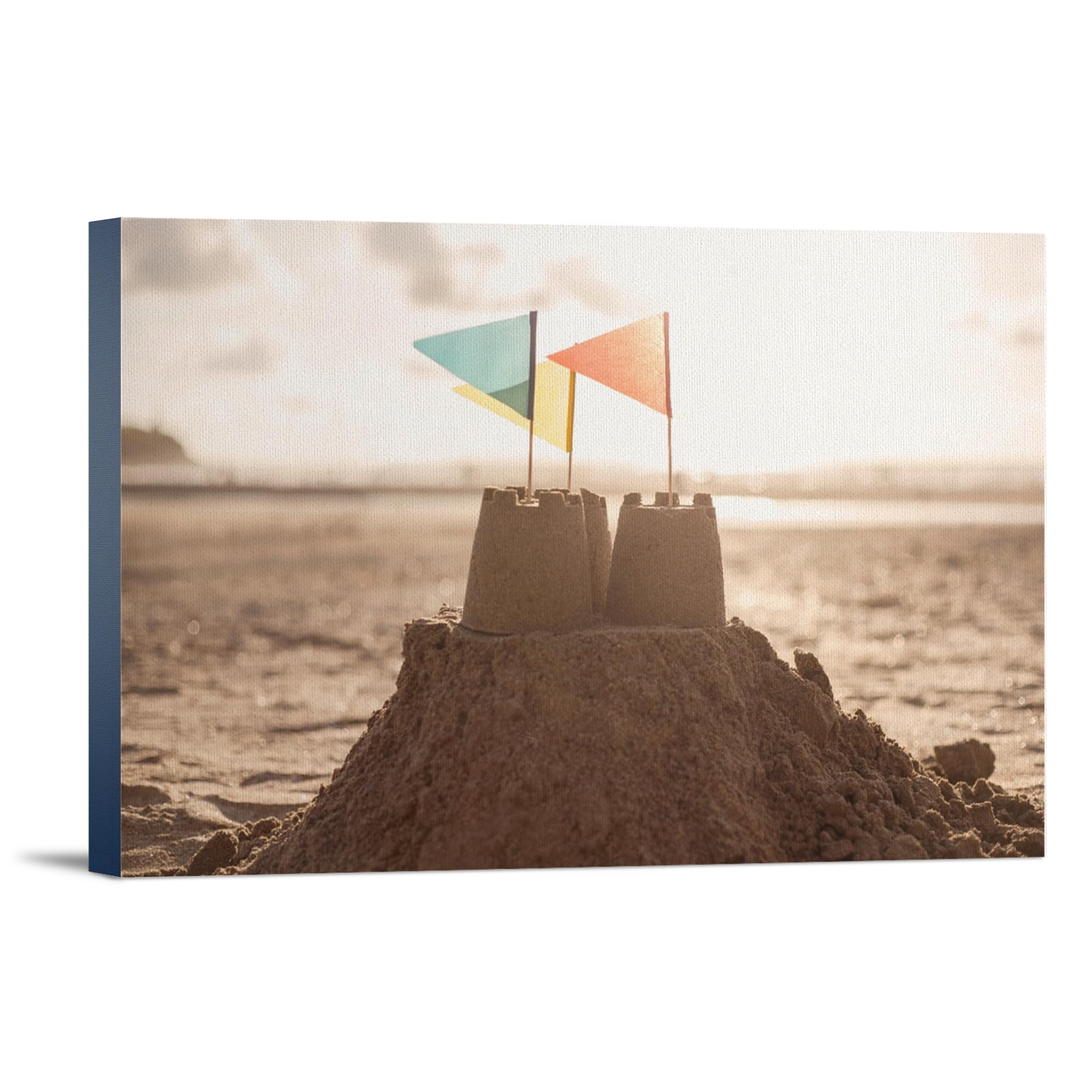 Lantern Press Sandcastle Wall Art - 12x18 Wrapped Canvas Print for Beach House Decor, Coastal Living Room & Bedroom Artwork