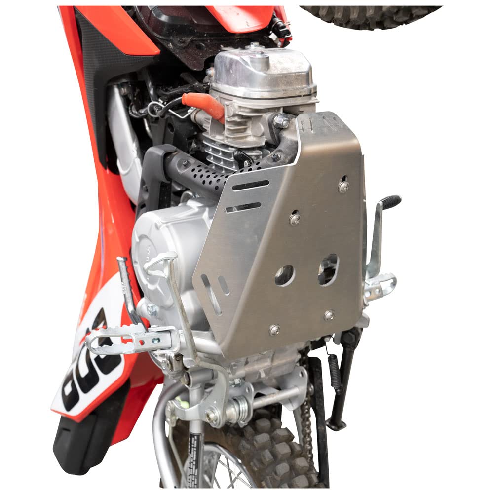 Tusk Aluminum Skid Plate for Honda CRF110F (2019-2025) | Heavy-Duty Underbody Protection | Silver Finish | Perfect for Off-Road & Trail Riding