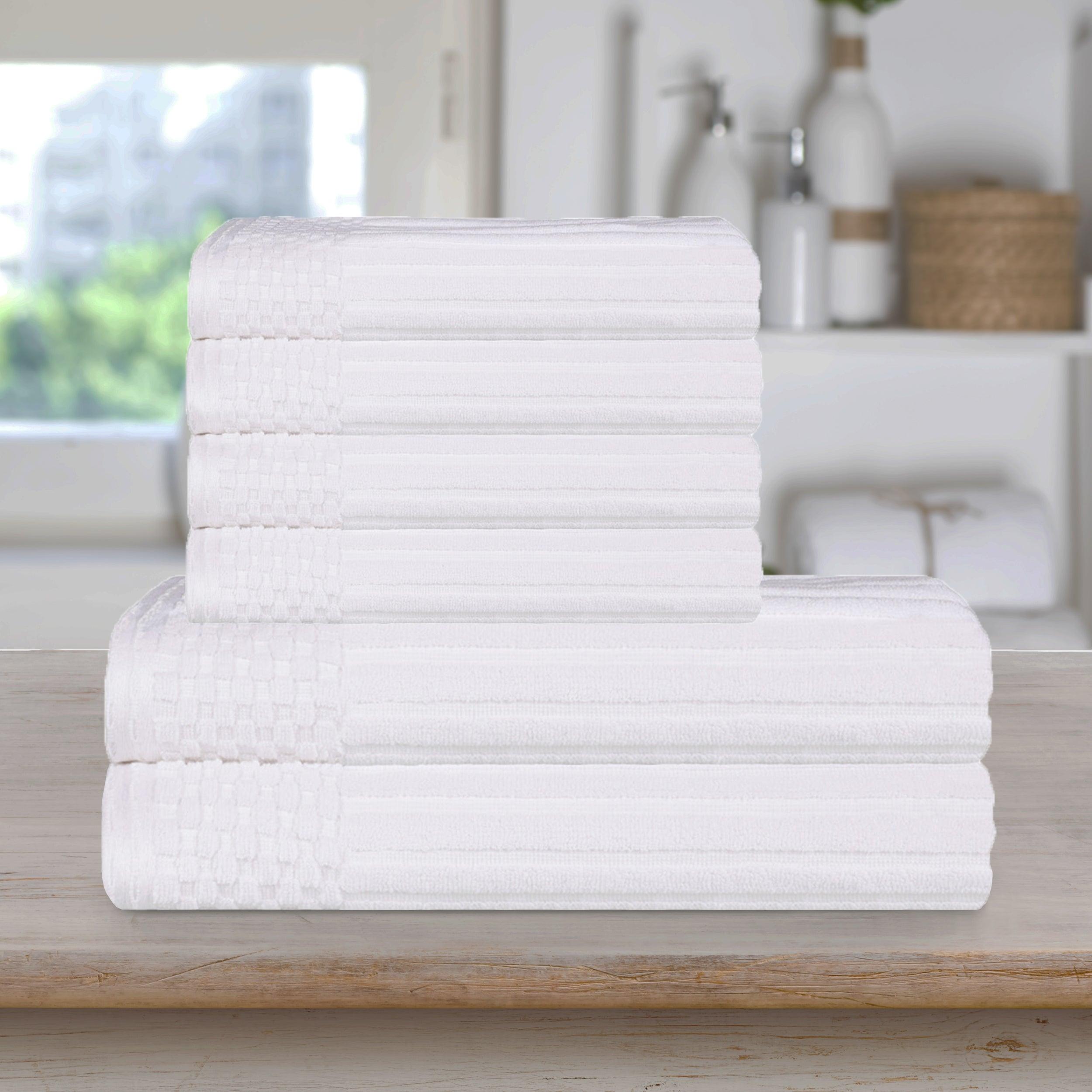 Premium Soho Ribbed Textured Cotton Bath Towel Set - Ultra Absorbent, Quick-Drying Hand & Bath Towels for Spa, Gym, and Luxury Home Use