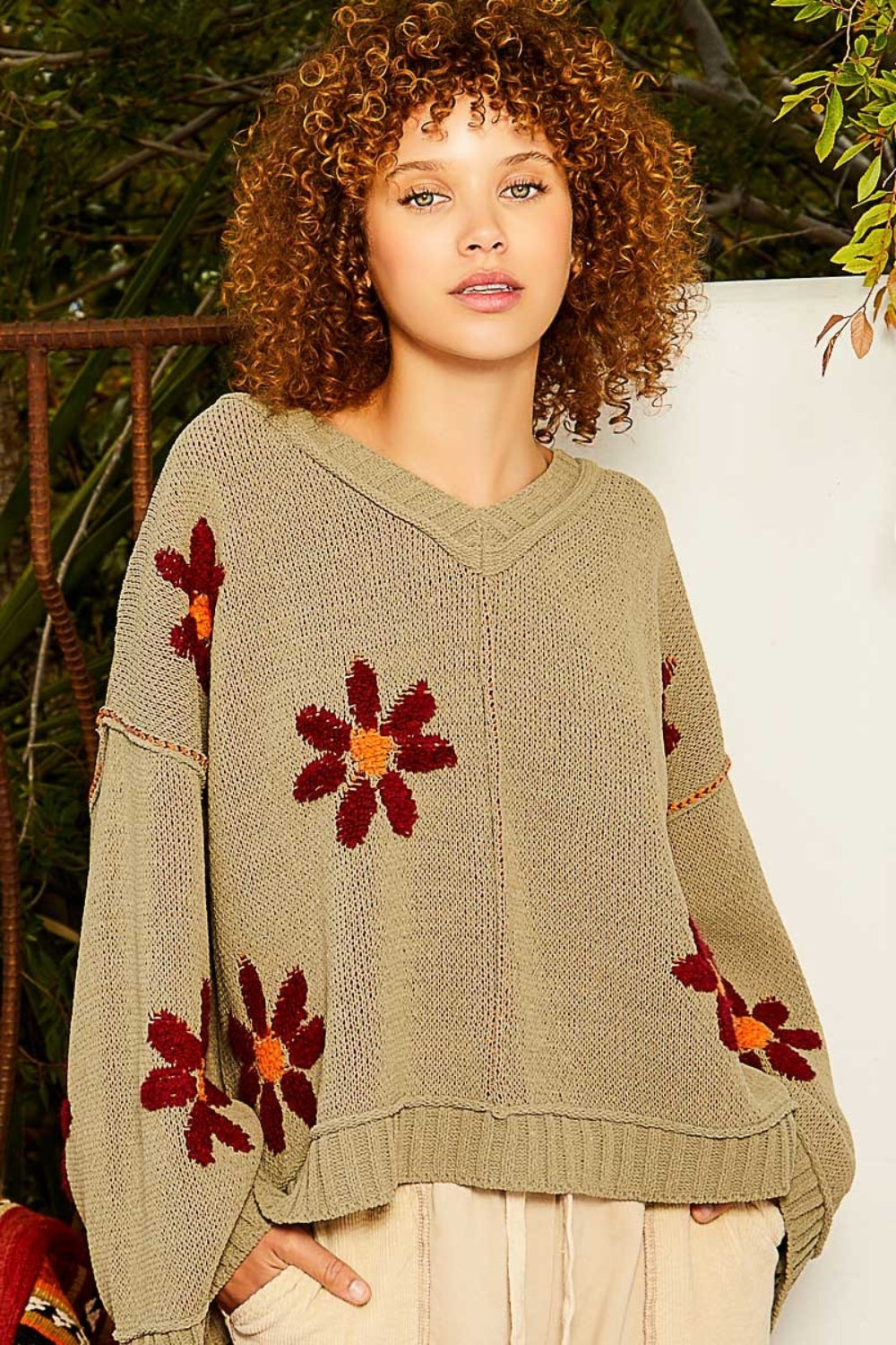 Stylish Baggy Beachy Floral Chenille Sweater for Women - Soft Oversized Pullover for Casual Outings, Beach Vacations & Cozy Fall Days