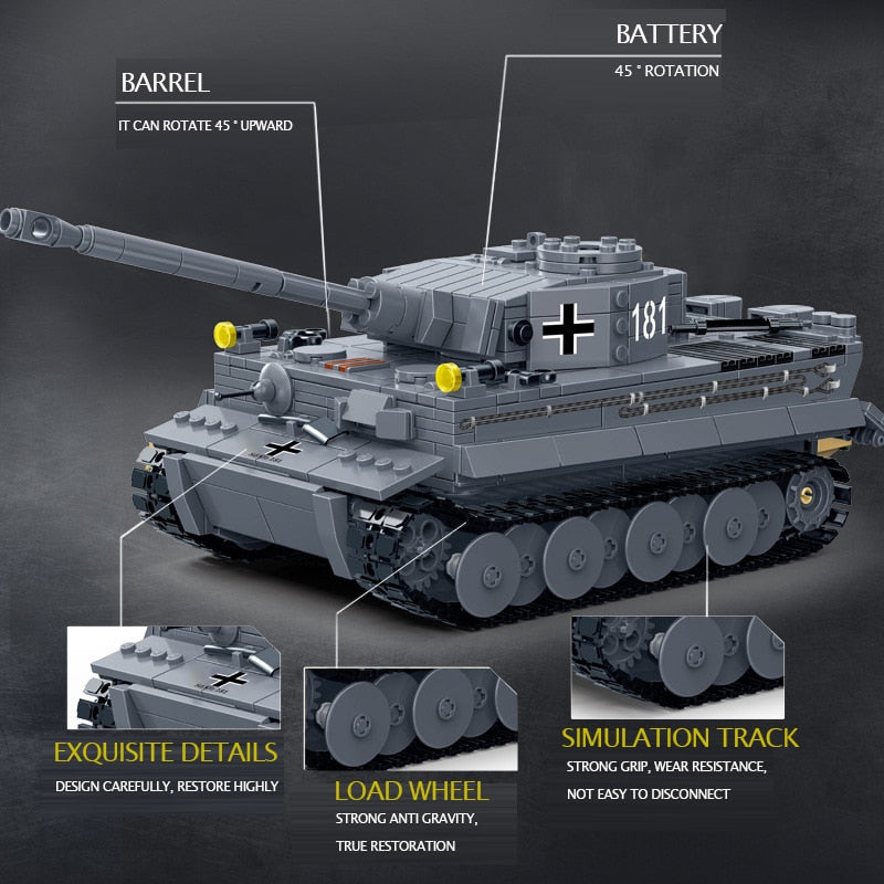 GUDI German King Tiger I Tank Model - 1/35 Scale Military Tank Replica for Collectors & History Enthusiasts - Perfect for Display, Gifts & WWII Historical Dioramas