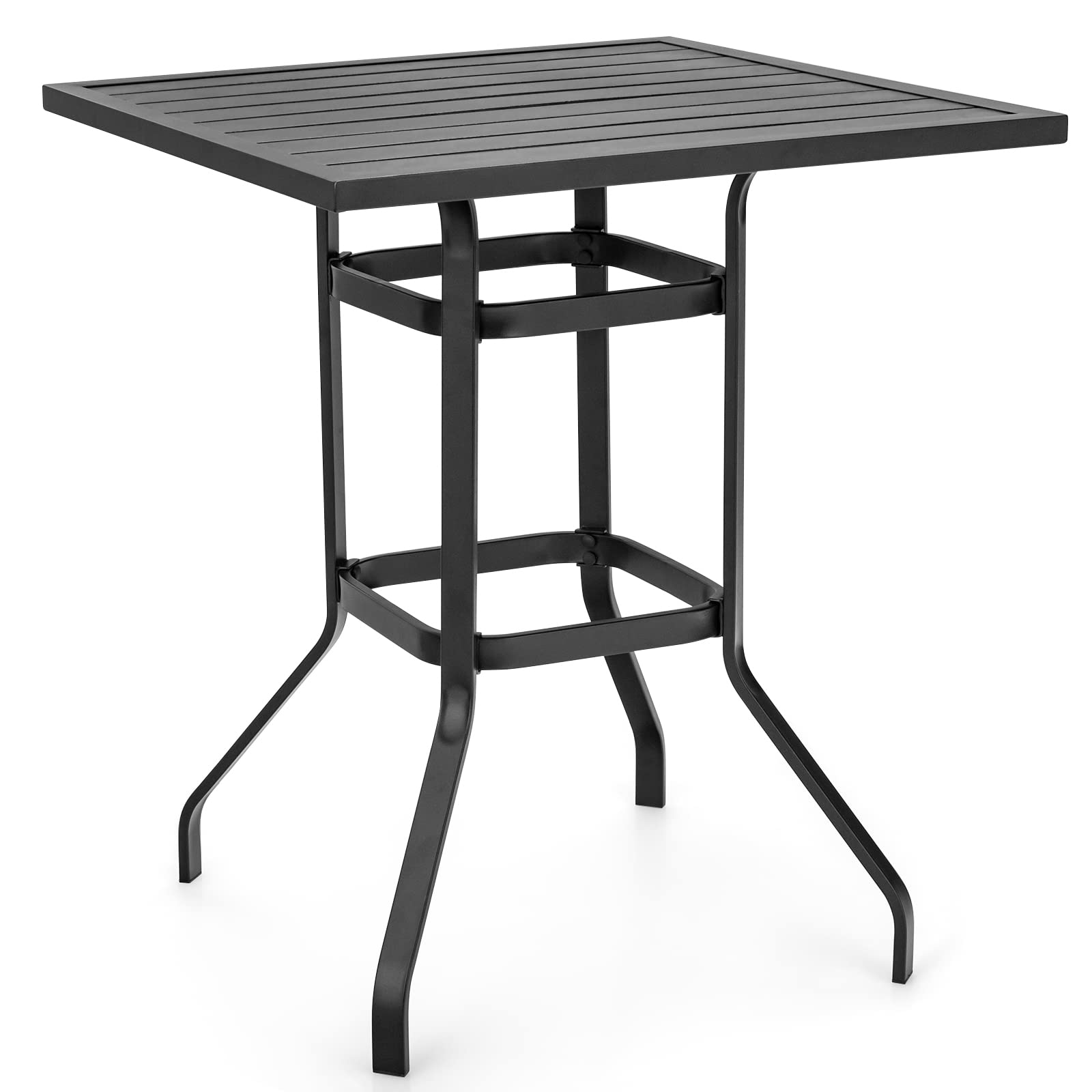 Tangkula 32 Inch Outdoor Bar Table - Square Steel Bistro High Top Table with Powder-Coated Tabletop & Solid Metal Frame - Perfect for Backyard, Poolside, Garden, Patio, Restaurant, Cafe (Black)