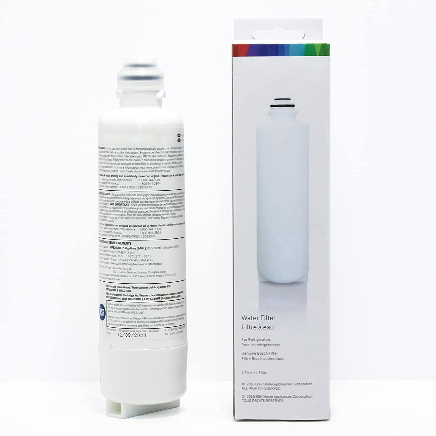 2-Pack Blue Ripple Replacement Water Filters for Bosch Ultra Clarity Pro (BORPLFTR50) - Compatible with Dishwashers, Refrigerators & Home Water Filtration Systems