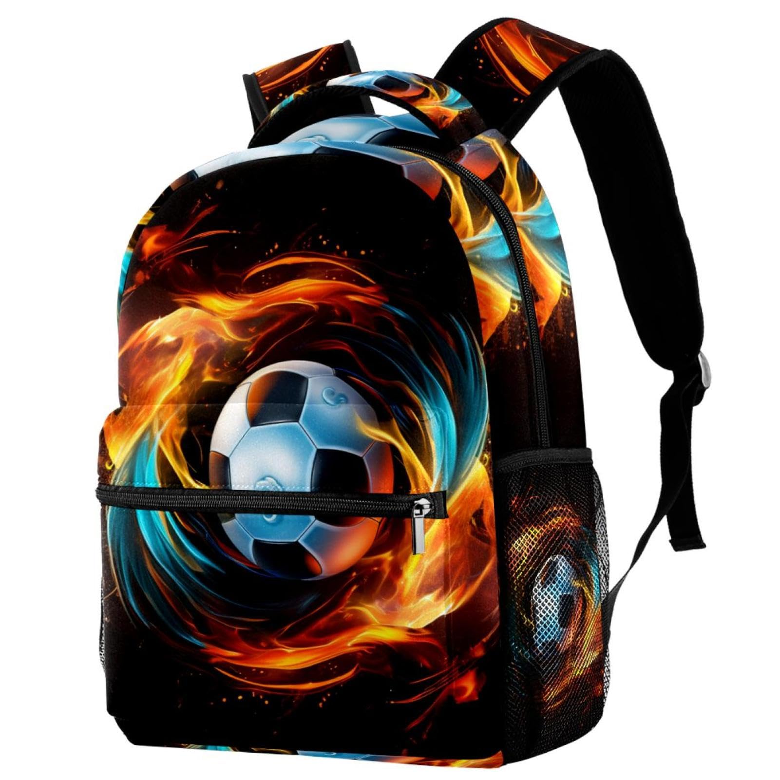 Best Travel Backpack for Women & Men - Lightweight Durable Flaming Football Design Backpack for Hiking, Gym, School & Daily Use