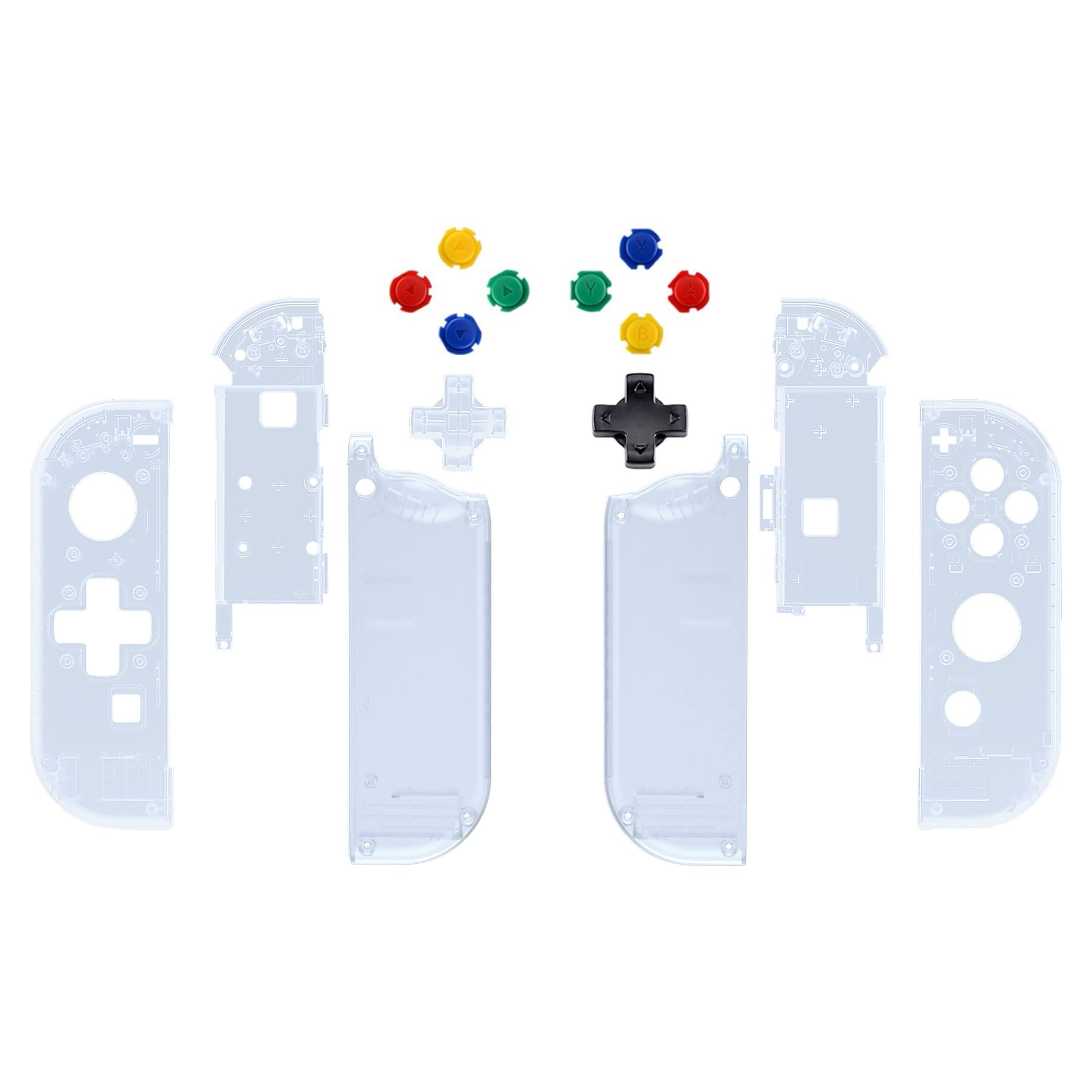 ExtremeRate Replacement Shell Case for Nintendo Switch/OLED Joy-Con Controller with Screwdriver & D-Pad - Glacier Blue Transparent | DIY Repair Kit for Custom Gaming Setup | Perfect for Switch Modding & Controller Protection