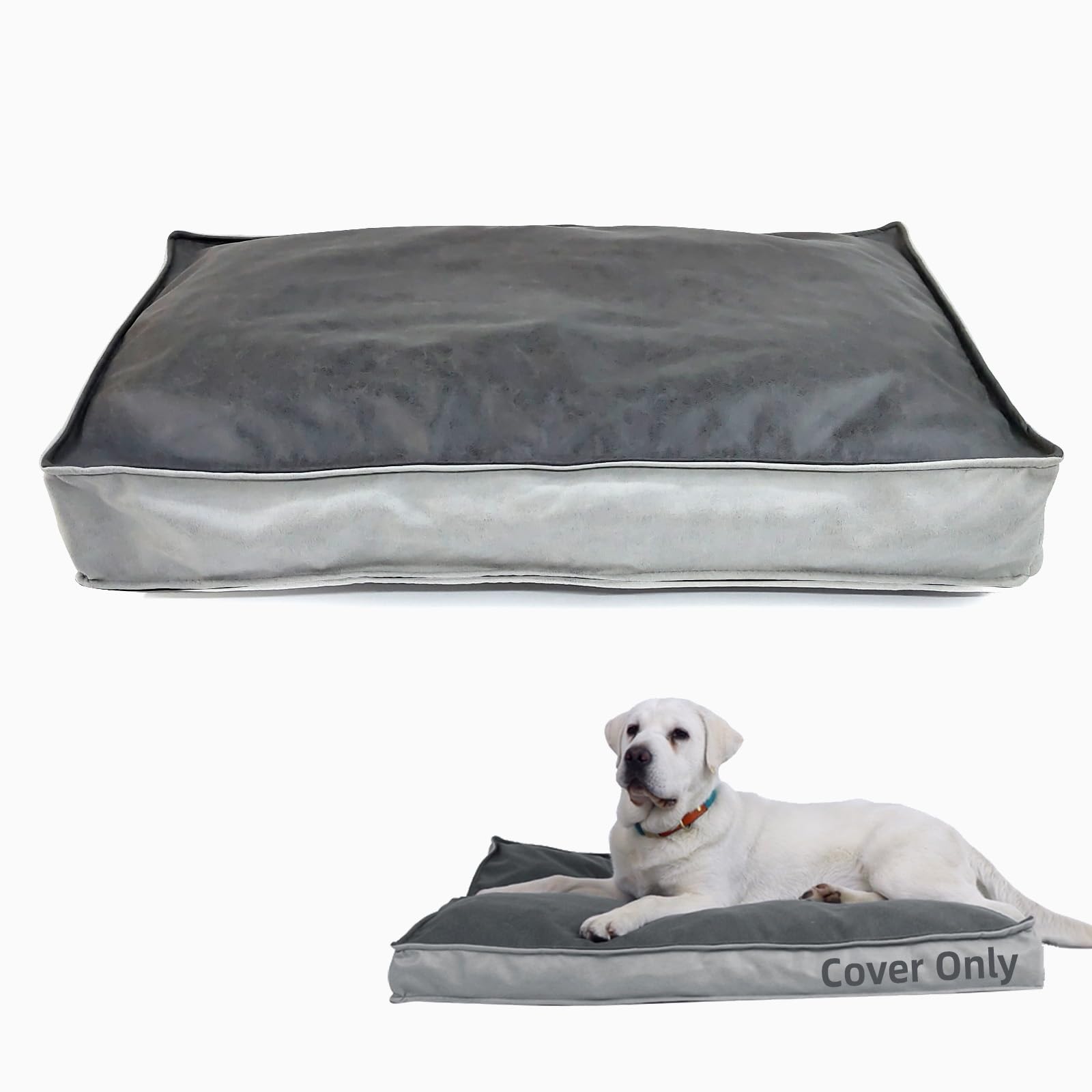 Washable Removable Faux Leather Dog Bed Cover - 41