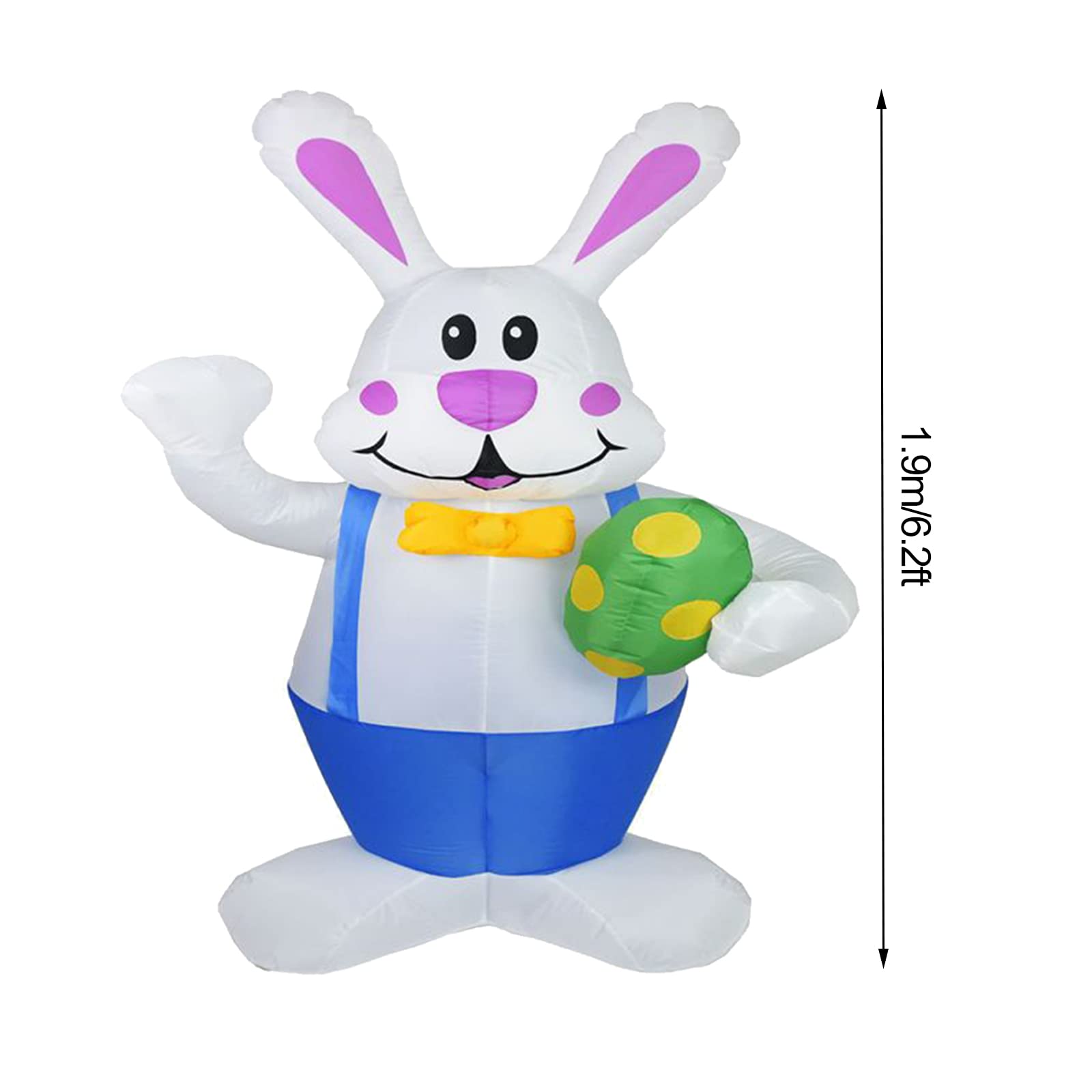 6 Ft LED Easter Bunny Inflatable Yard Decoration - White & Pink Blow Up Bunny for Easter Outdoor Decor | Perfect for Front Lawn, Garden Party & Spring Festival Decorations