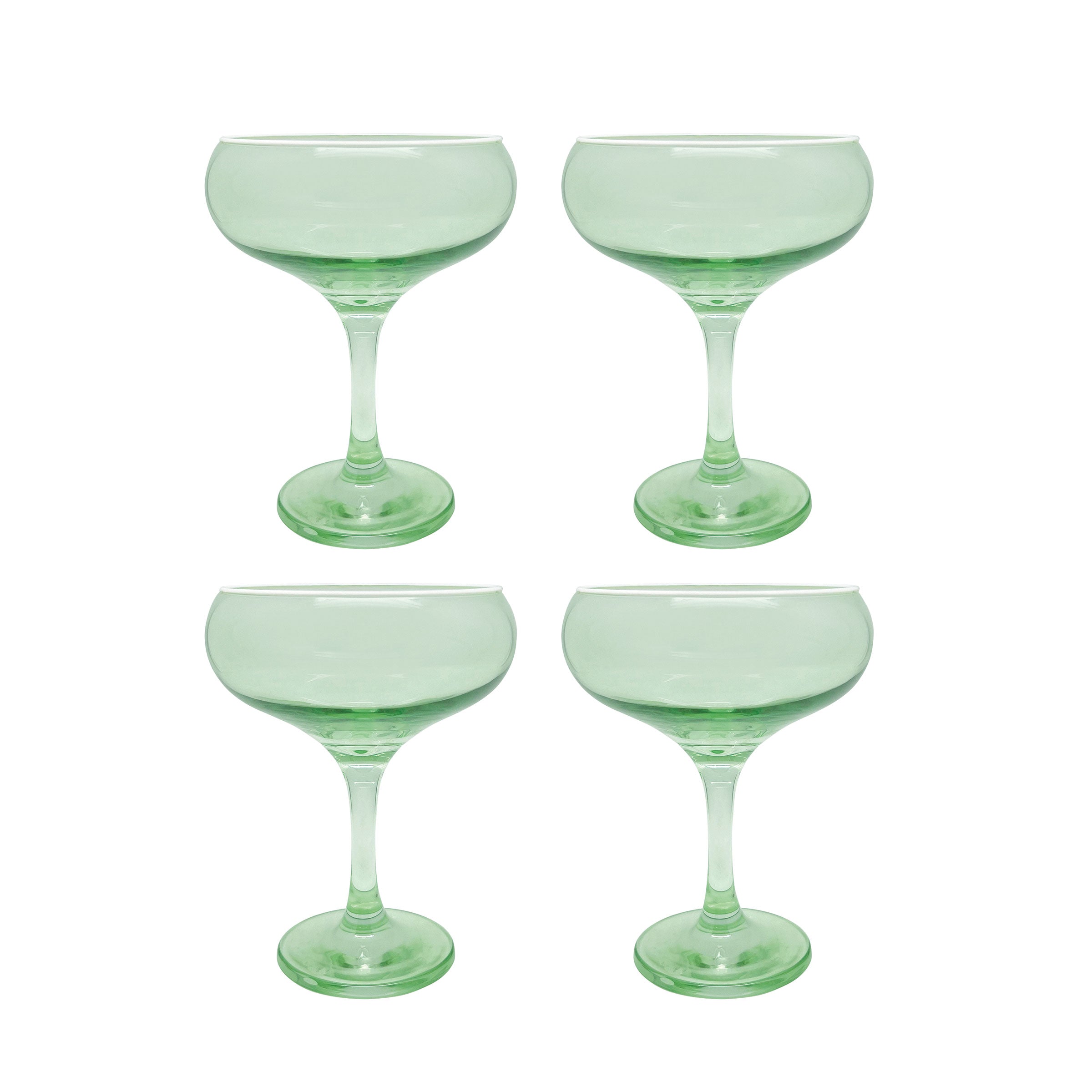 Elegant Fine Line Light Green with White Rim Coupe Set of 4 - Perfect for Dinner Parties, Weddings & Home Decor