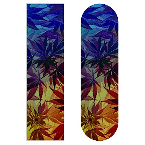Grunge Marijuana Leaf Weed Skateboard Grip Tape - 2 Sheet Longboards Griptape Sandpaper for Enhanced Grip and Style on Skateboards and Longboards