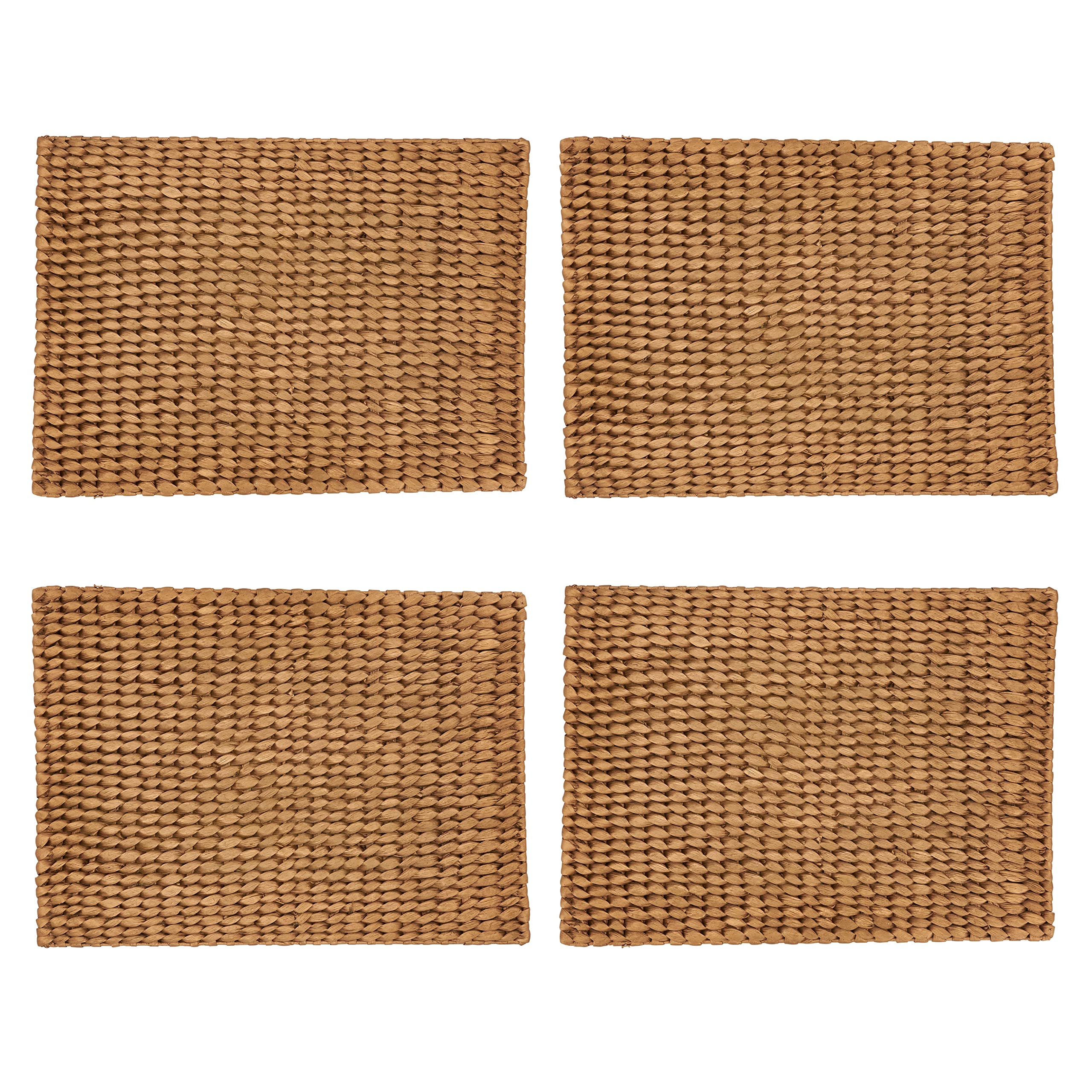 Eco-Friendly Woven Water Hyacinth Placemats Set of 4 - Natural Round Table Mats for Dining, Kitchen, and Outdoor Picnic Use