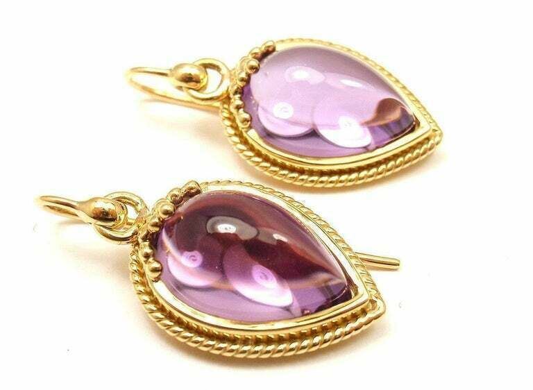 Authentic Temple St. Clair 18k Yellow Gold Chinese Bead Amethyst Earrings | Luxury Purple Gemstone Jewelry | Perfect for Weddings, Parties & Special Occasions