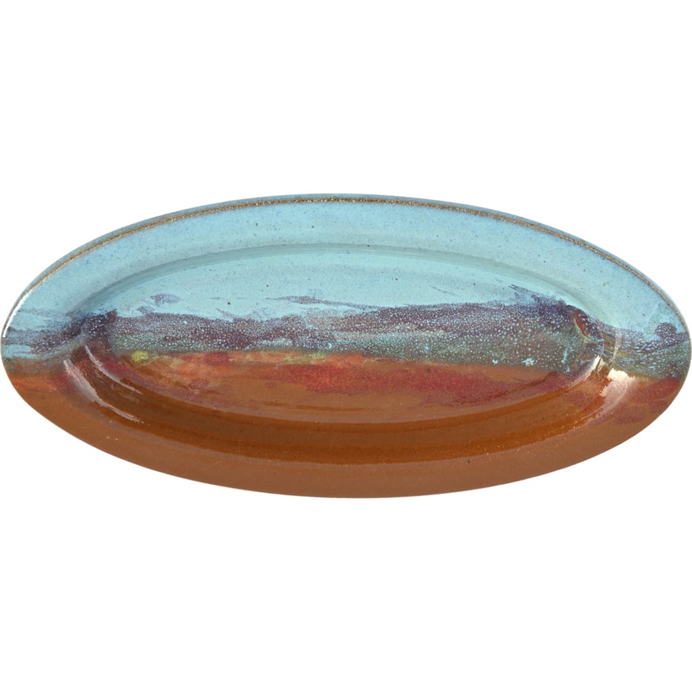 Always Azul Slim Oval Platter - Assorted Designs, No Pattern - Perfect for Serving Appetizers, Cheese & Charcuterie at Parties & Dinner Gatherings