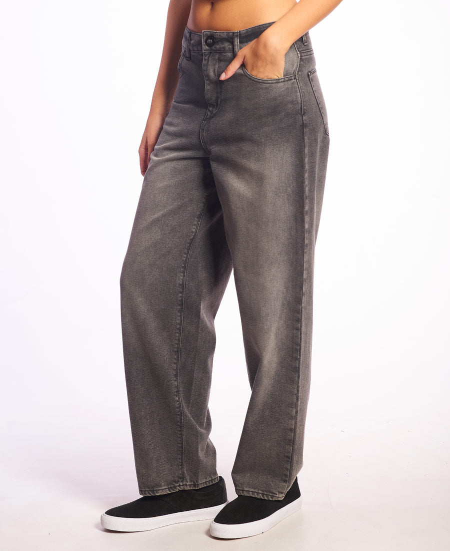 Volcom G Je Mid Rise Women's Jeans - N2 Gris Color, Slim Fit, Comfortable Stretch Denim for Casual Wear & Everyday Outfits
