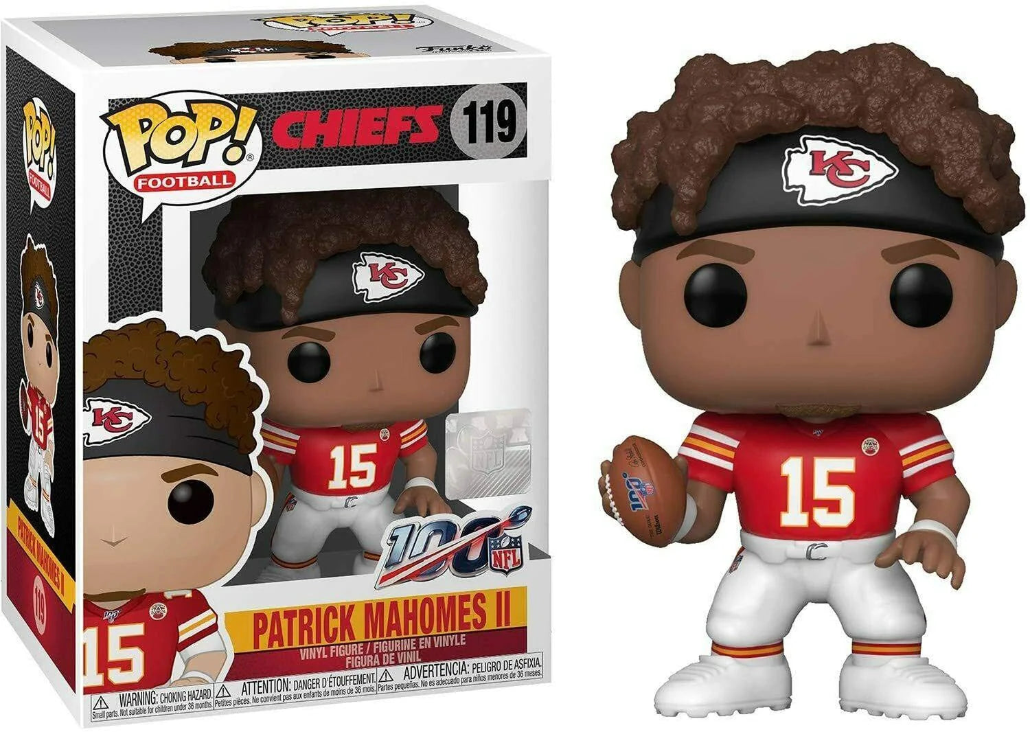 Patrick Mahomes II Funko Pop! Vinyl Figure #119 - NFL Kansas City Chiefs Football Player Collectible with Protector Case - Perfect for Fans, Gifts, and Display