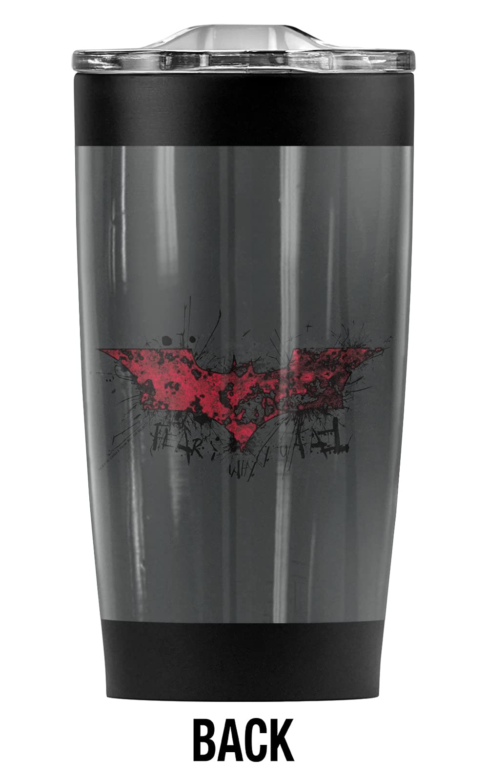 Batman Dark Knight Rises Fear Logo 20oz Stainless Steel Tumbler - Vacuum Insulated Double Wall Coffee Travel Mug with Leakproof Sliding Lid | Keeps Hot & Cold Beverages Perfect Temperature | Ideal for Office, Gym, Commuting & Outdoor Adventures