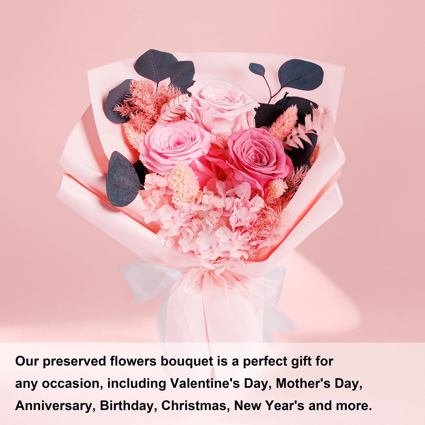 Beautiful Preserved Pink Roses Bouquet - Perfect Birthday & Mother's Day Gift for Women, Wife & Mom - Long-Lasting Flower Delivery for Special Occasions