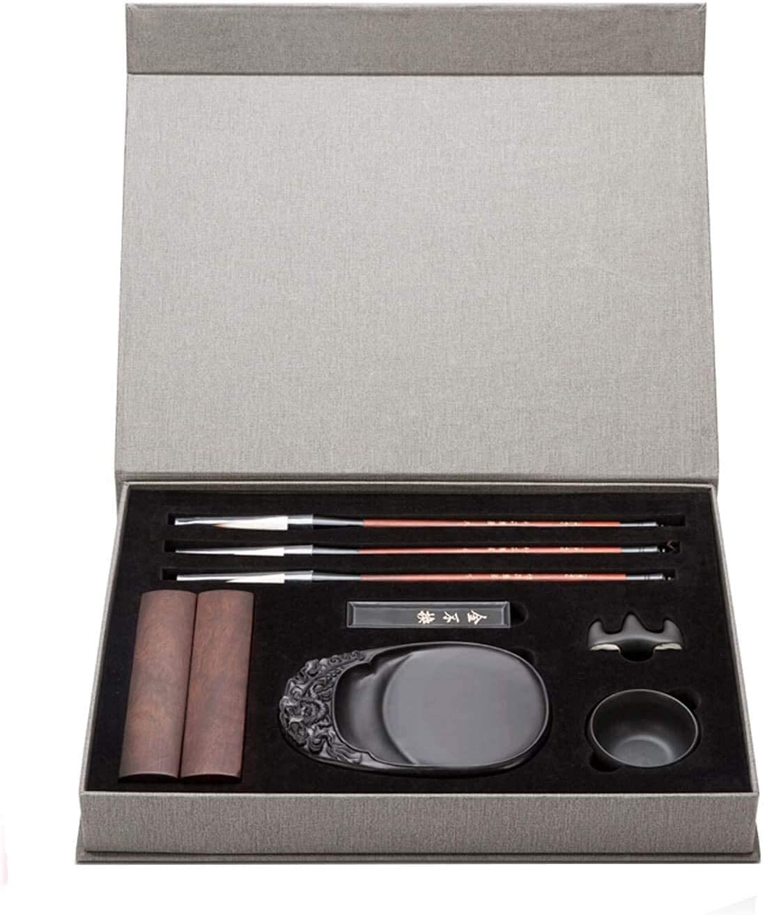 Premium Chinese Calligraphy Set - Ink Stone, Writing Brush, Ink Stick, Paperweights, Pen Holder & Water Dish | Complete Starter Kit for Calligraphy Beginners | Perfect for Traditional Art, Home Decoration & Cultural Gift Giving