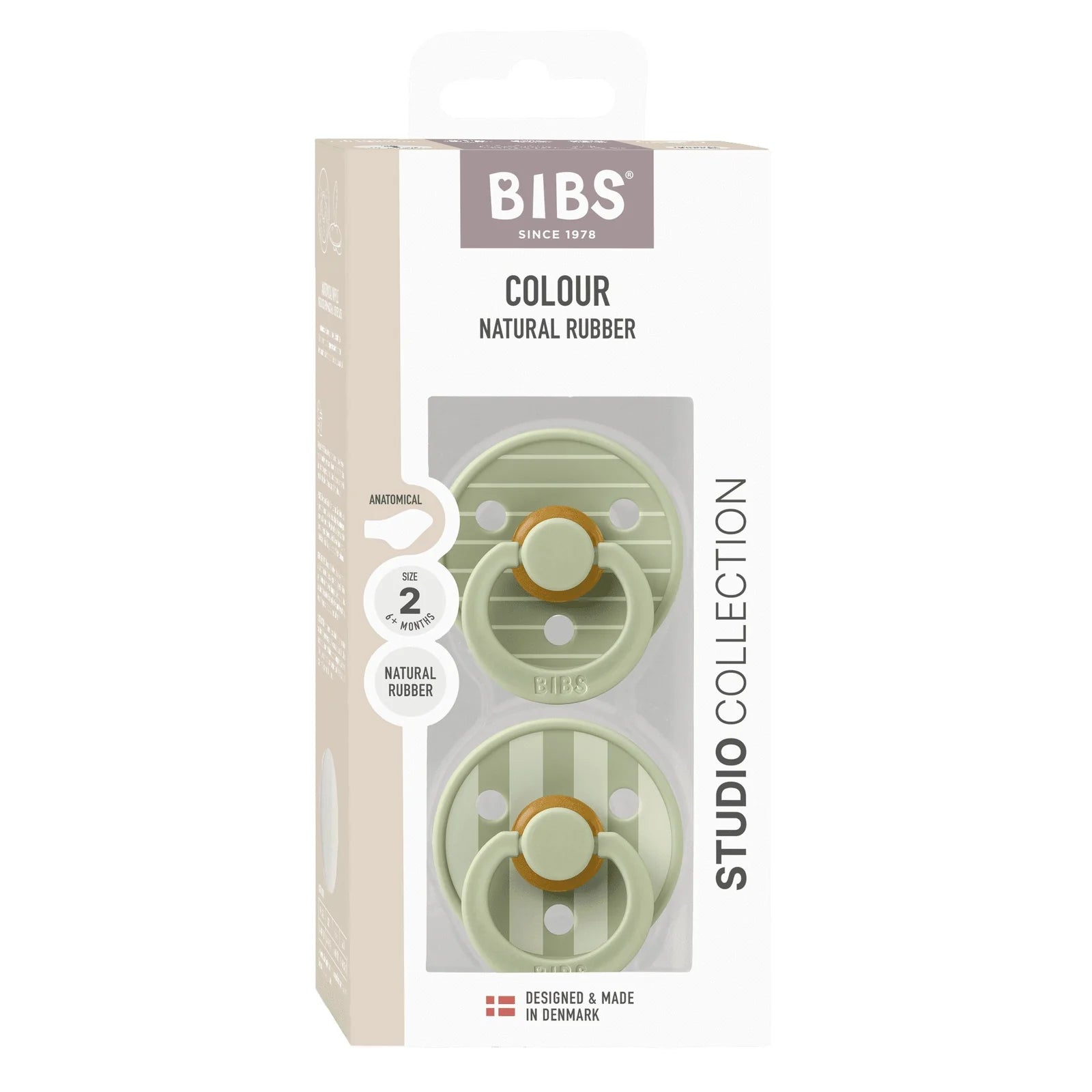 Bibs Studio Collection Color Pacifier Clip - Sage Green | Baby Pacifier Holder for Strollers, Car Seats & Diaper Bags | Soft Silicone Teether for Newborns & Infants