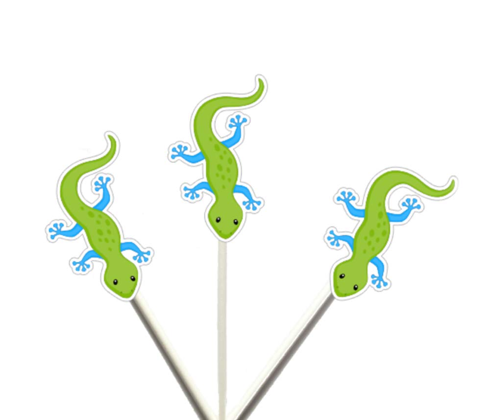 12 Pack Lizard Cupcake Toppers & Picks - Edible Reptile Decorations for Birthday Parties, Baby Showers, and Themed Events