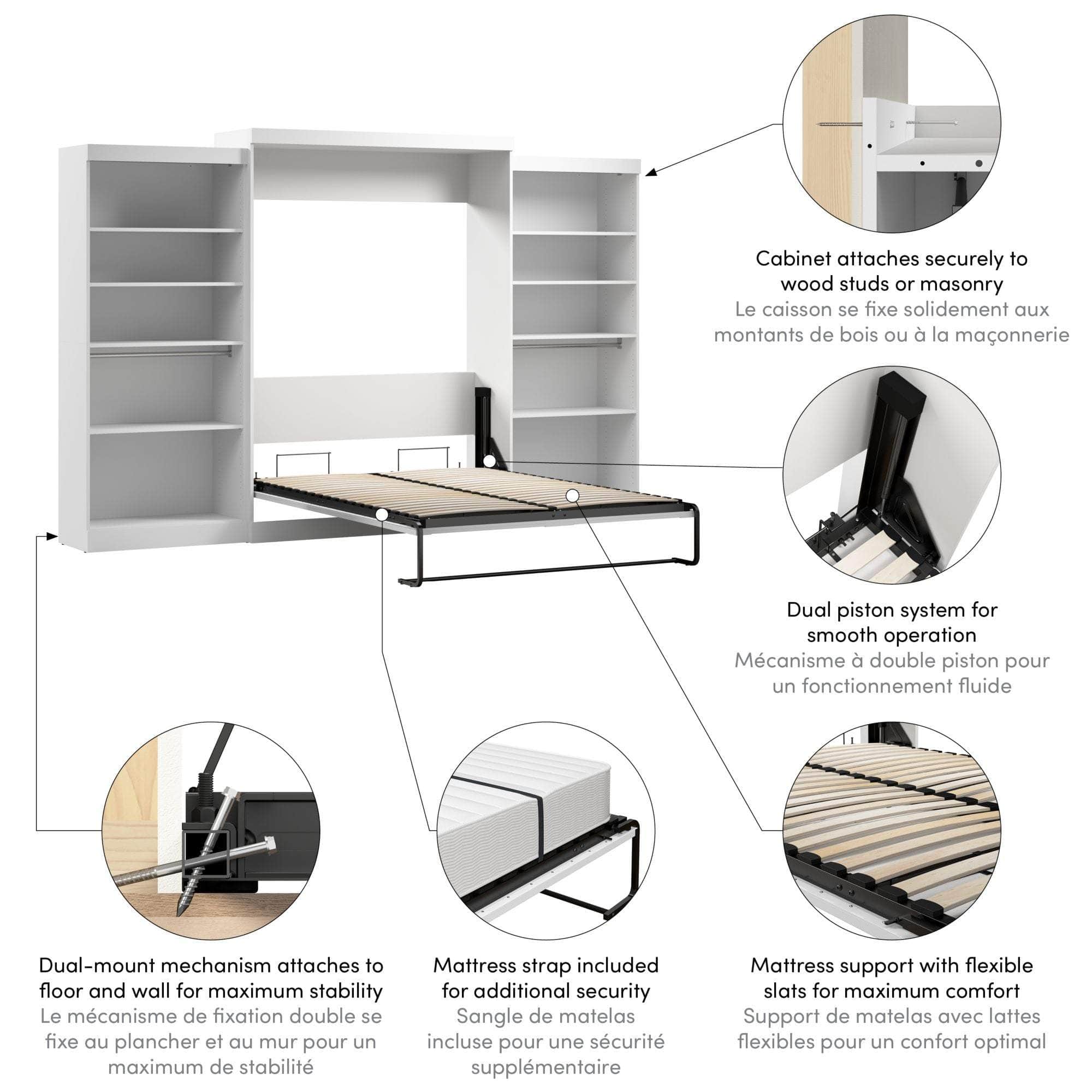 Pur Queen Murphy Wall Bed with 2 Storage Units - 136