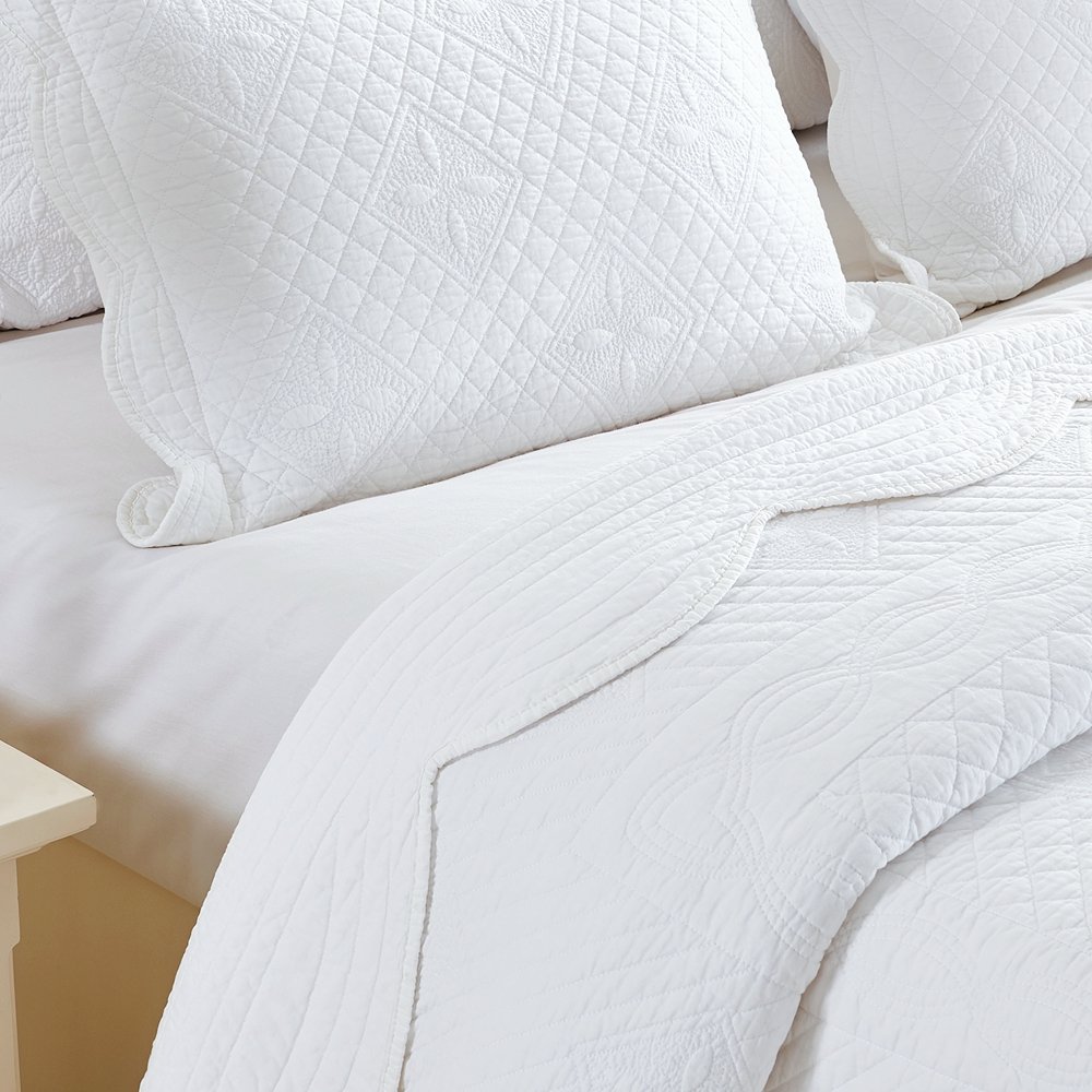 Premium Calla Angel Sage Garden Luxury 100% Pure Cotton Quilt - King Size White Bedding Set for Master Bedroom, Guest Room & Hotel Decor