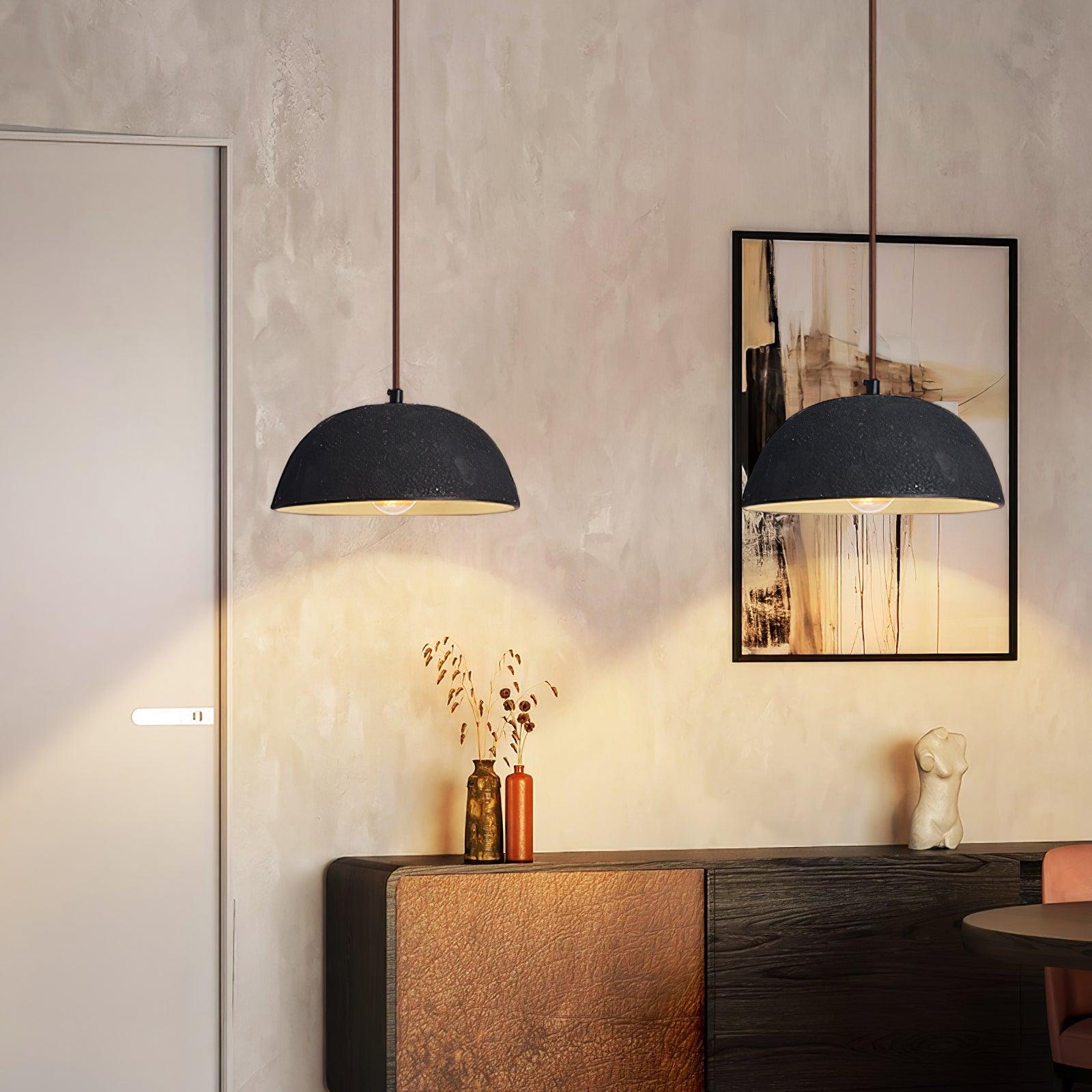 Black Arch Ceramic Pendant Lamp - Modern Handmade Hanging Light Fixture for Living Room, Bedroom, or Dining Area Decoration