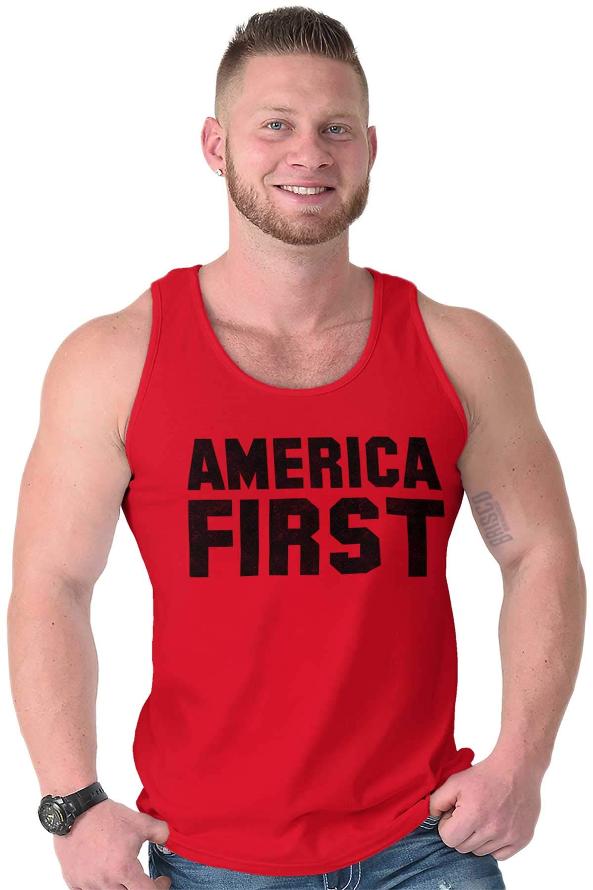 Republican America First Pro Trump Tank Top T-Shirts for Men & Women - Patriotic Political Apparel for Rallies & Events