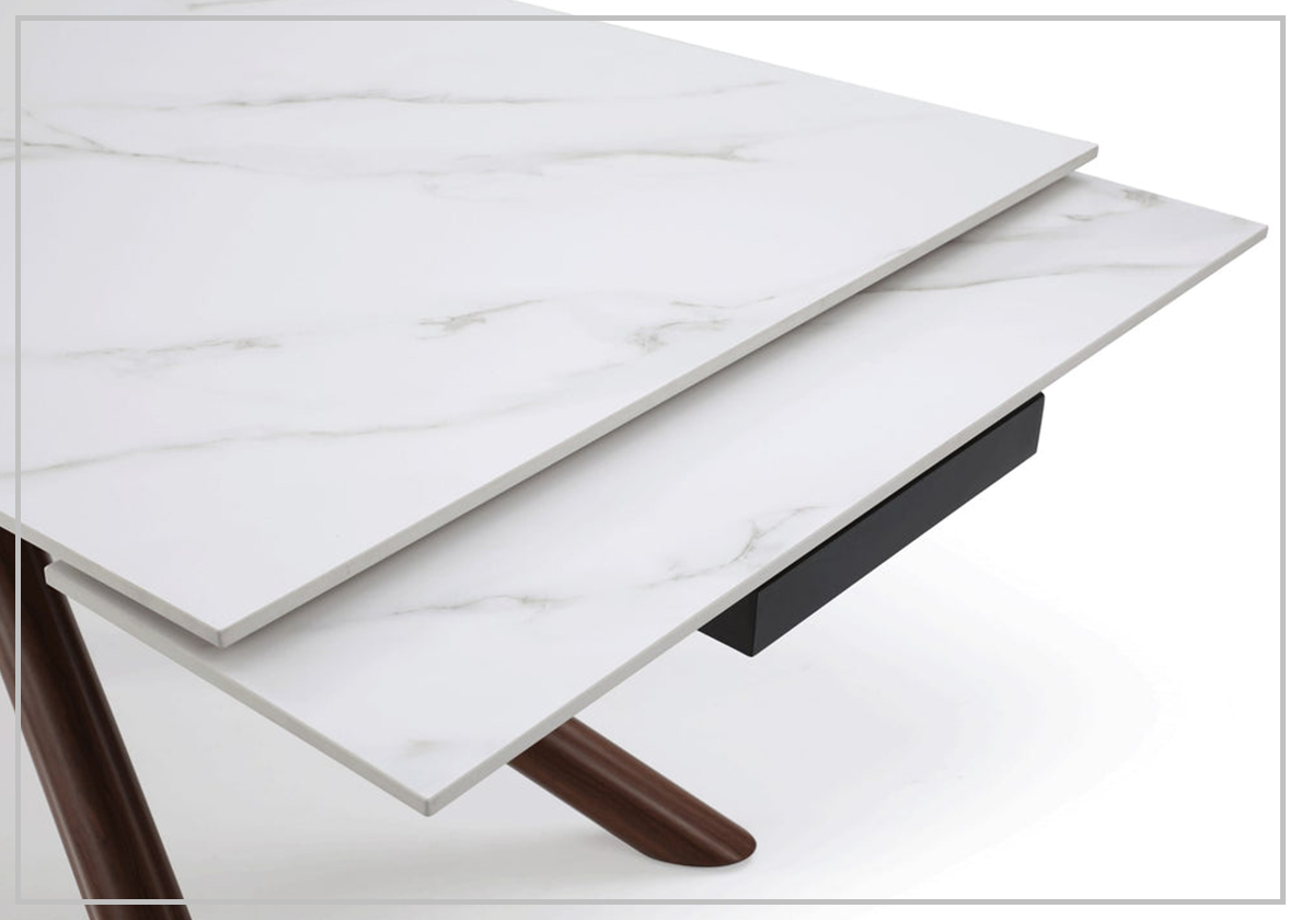 Extendable Dining Table with Ceramic Top - Gio Italia Modern Expandable Kitchen Table for Small Spaces | Perfect for Apartments, Dining Rooms & Entertaining Guests