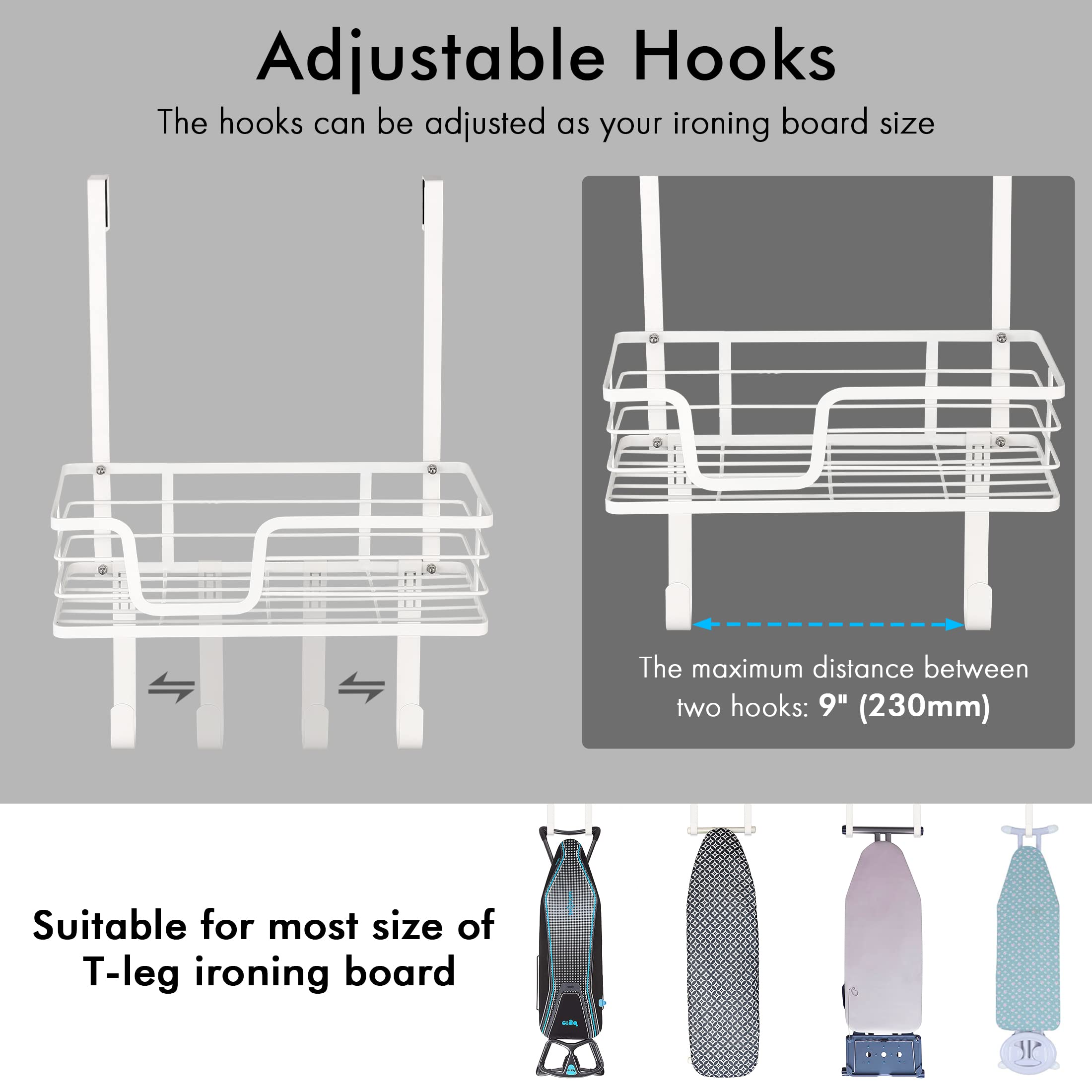 KES Ironing Board Hanger - Over The Door Ironing Board Holder for 1 3/4