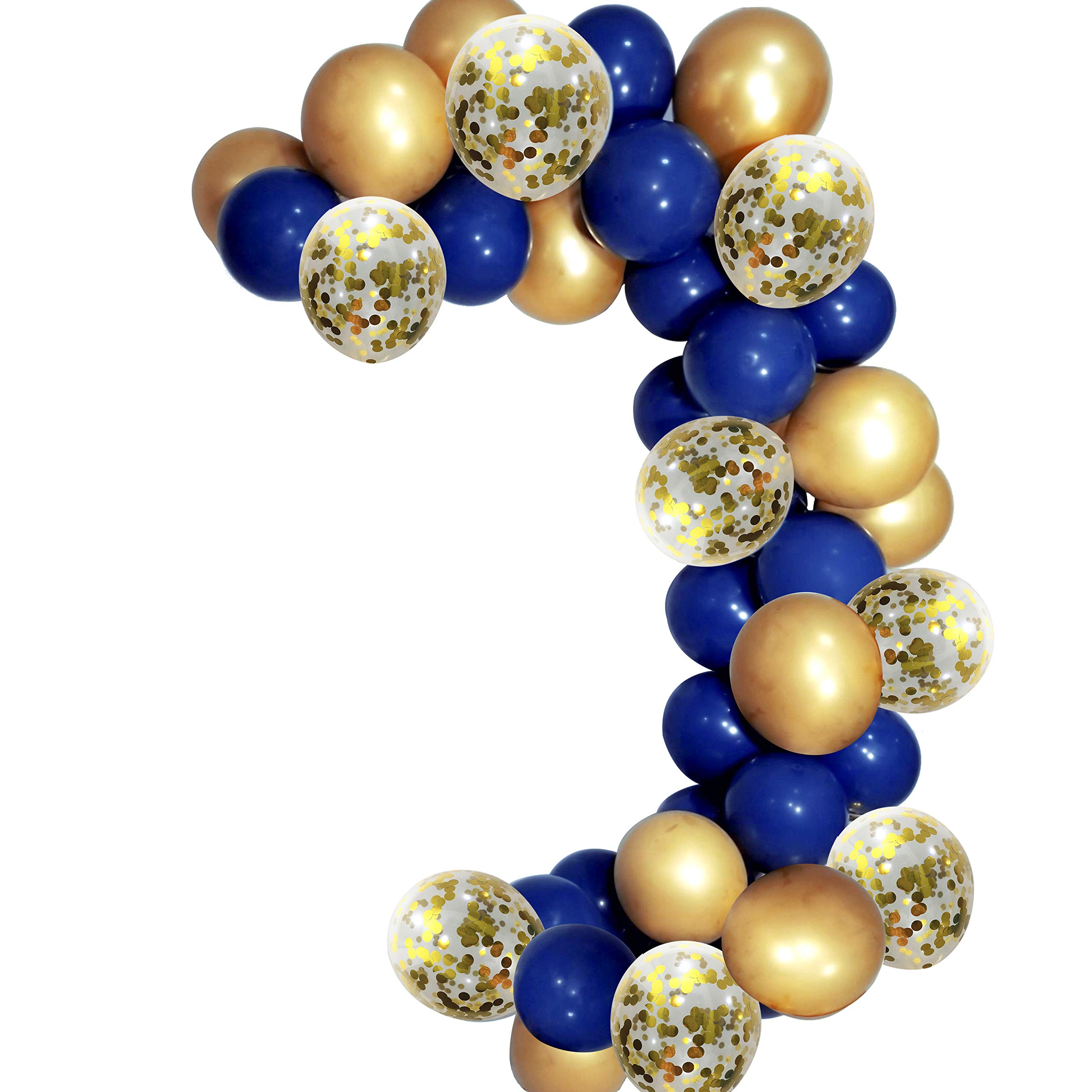 50 Pack Navy Blue Latex Balloons & 12 Inch Gold Metallic Confetti Balloons for Birthday Party Decorations, Wedding, Baby Shower, Graduation and Special Events