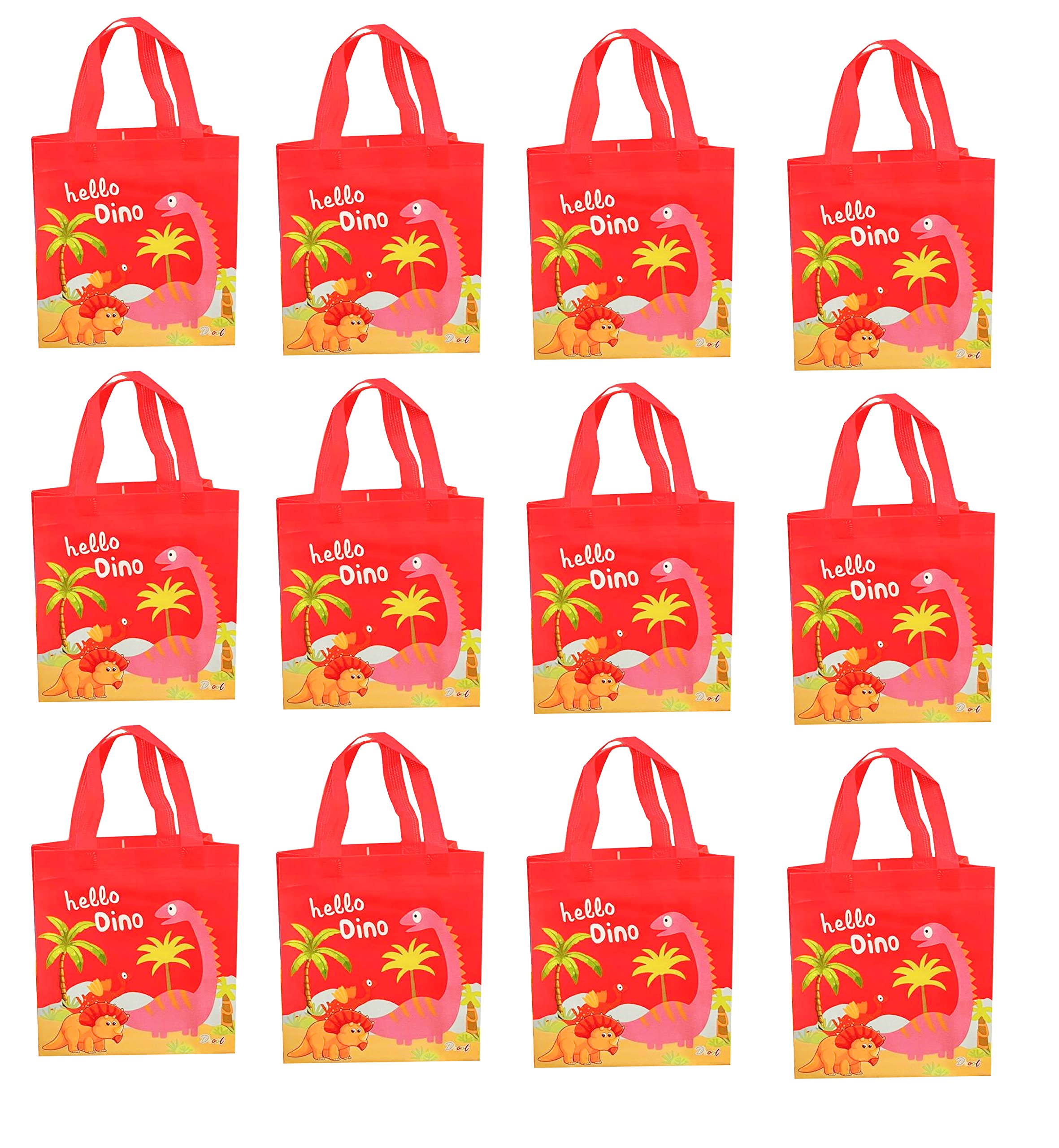 KOBBET 12-Piece Dinosaur Party Favor Gift Bags for Kids - Blue Reusable Goodie Bags for Birthday Parties, Weddings, Baby Showers & Classroom Treats | Perfect for Candy, Toys & Small Gifts