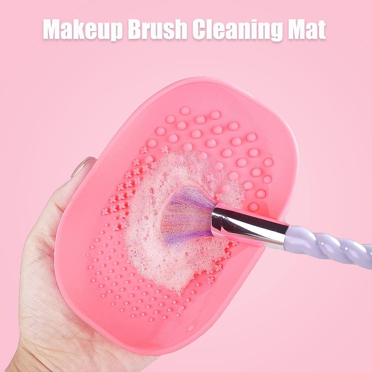**MobFest® Silicone Makeup Sponge Cleaner Brush - Durable Eyeshadow & Powder Puff Cleaning Tool with Strip Tray - 1 Piece (Blue) | Perfect for Daily Makeup Brush & Beauty Blender Cleaning**