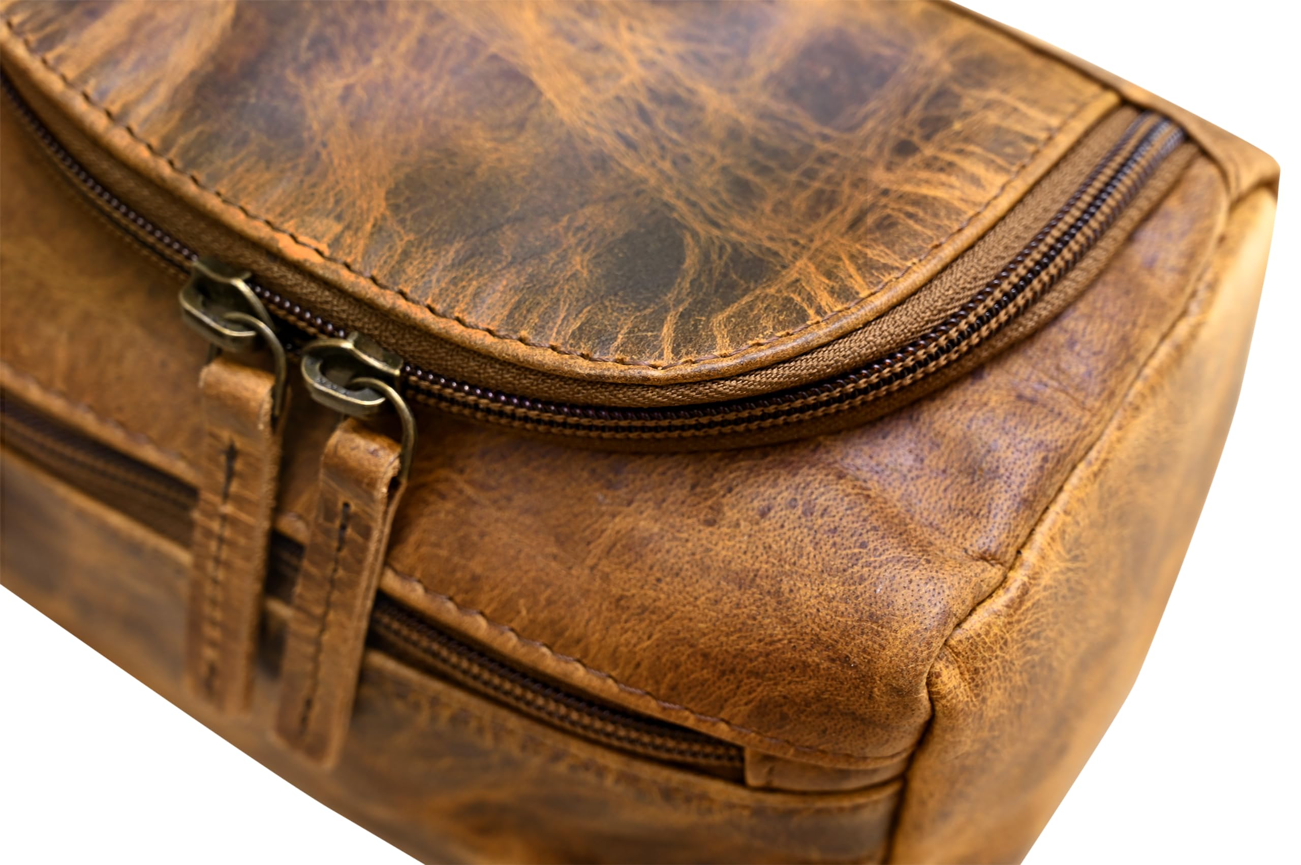 Premium Leather Toiletry Bag for Men - Waterproof Travel Organizer for Shaving & Grooming Essentials | Compact Dopp Kit for Business Trips, Vacations & Gym Use | ELIZO Tuscan Style Durable Men's Travel Bag