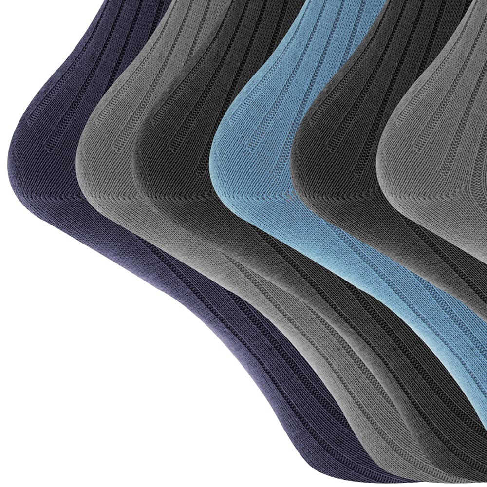 Men's 100% Cotton Ribbed Classic Ankle Socks - 6 Pack (UK 6-11/EU 39-45) - Black - Comfortable Everyday Wear for Work, Sports & Casual Outfits