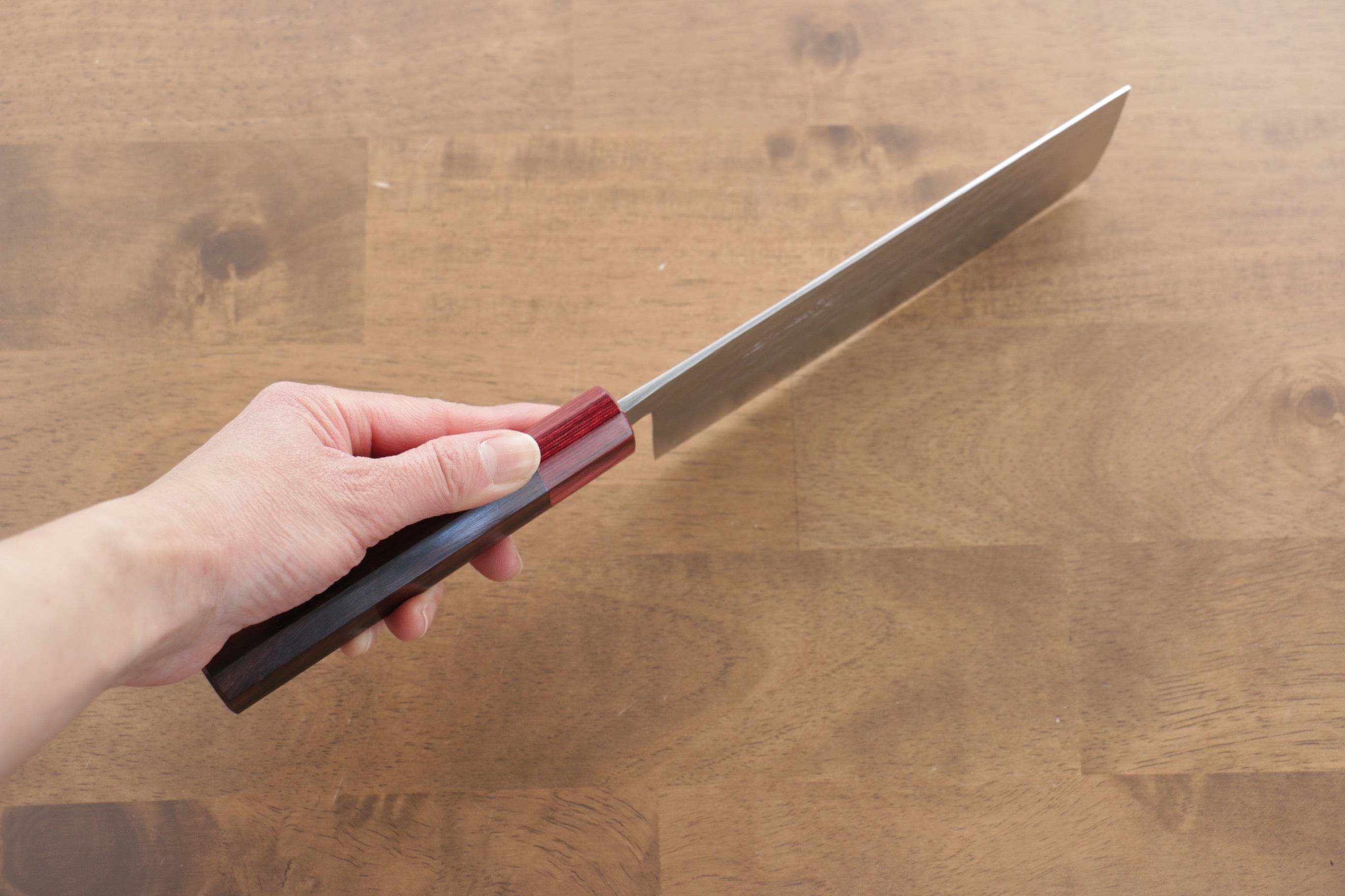 Kunihira VG1 Hammered Nakiri Knife 165mm - Japanese Kitchen Knife with Shitan Handle & Red Pakka Wood Ferrule - Perfect for Slicing Vegetables, Herbs & Sushi Prep