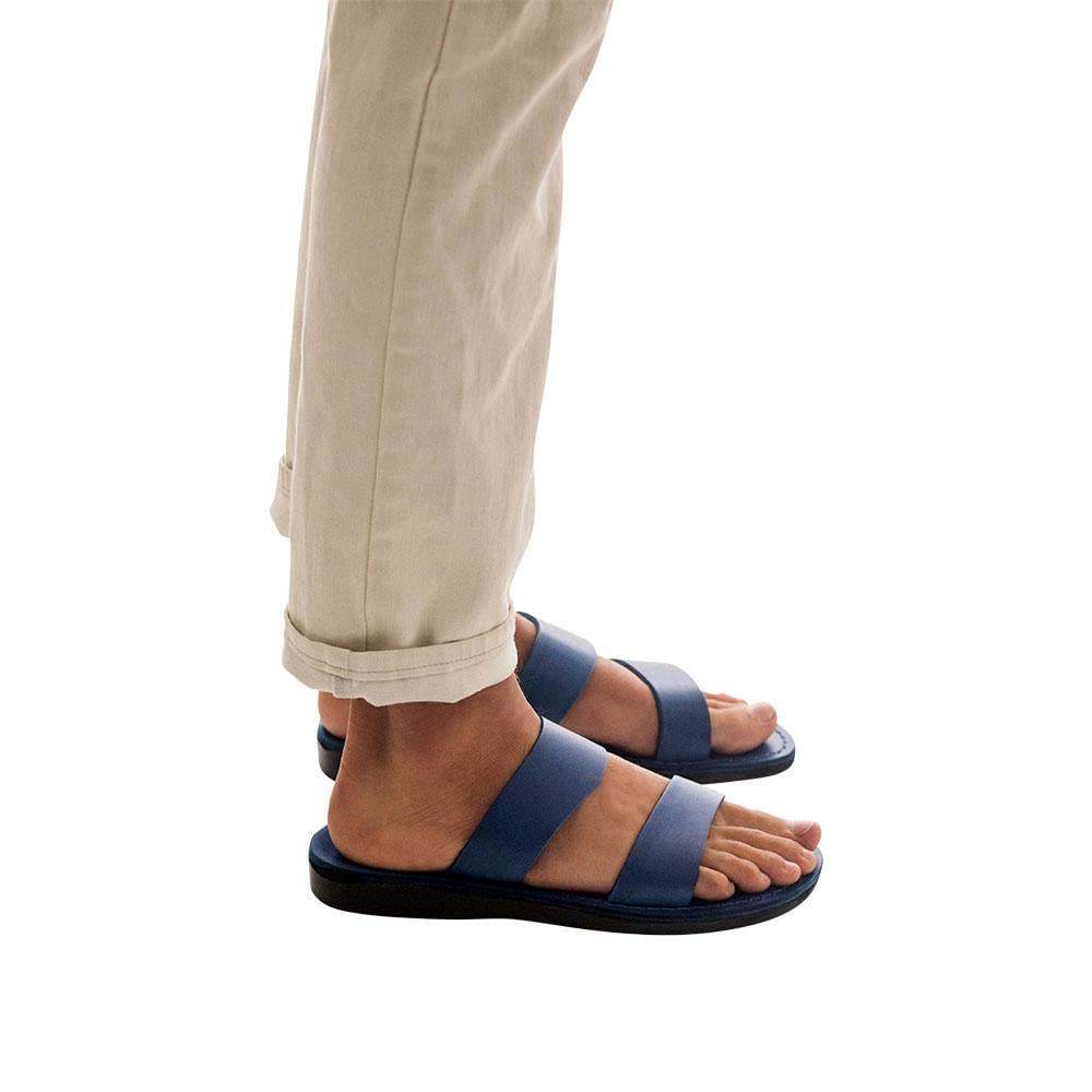 Aviv Men's Leather Double Strap Sandals - Comfortable & Stylish Casual Footwear for Summer, Beach, and Outdoor Activities