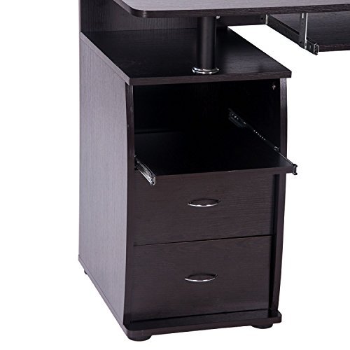 Merax Black Computer Desk with Sliding Keyboard Tray & Monitor Shelf - Home Office Desk with Drawers for Students & Professionals - Perfect for Small Spaces, Gaming & Remote Work