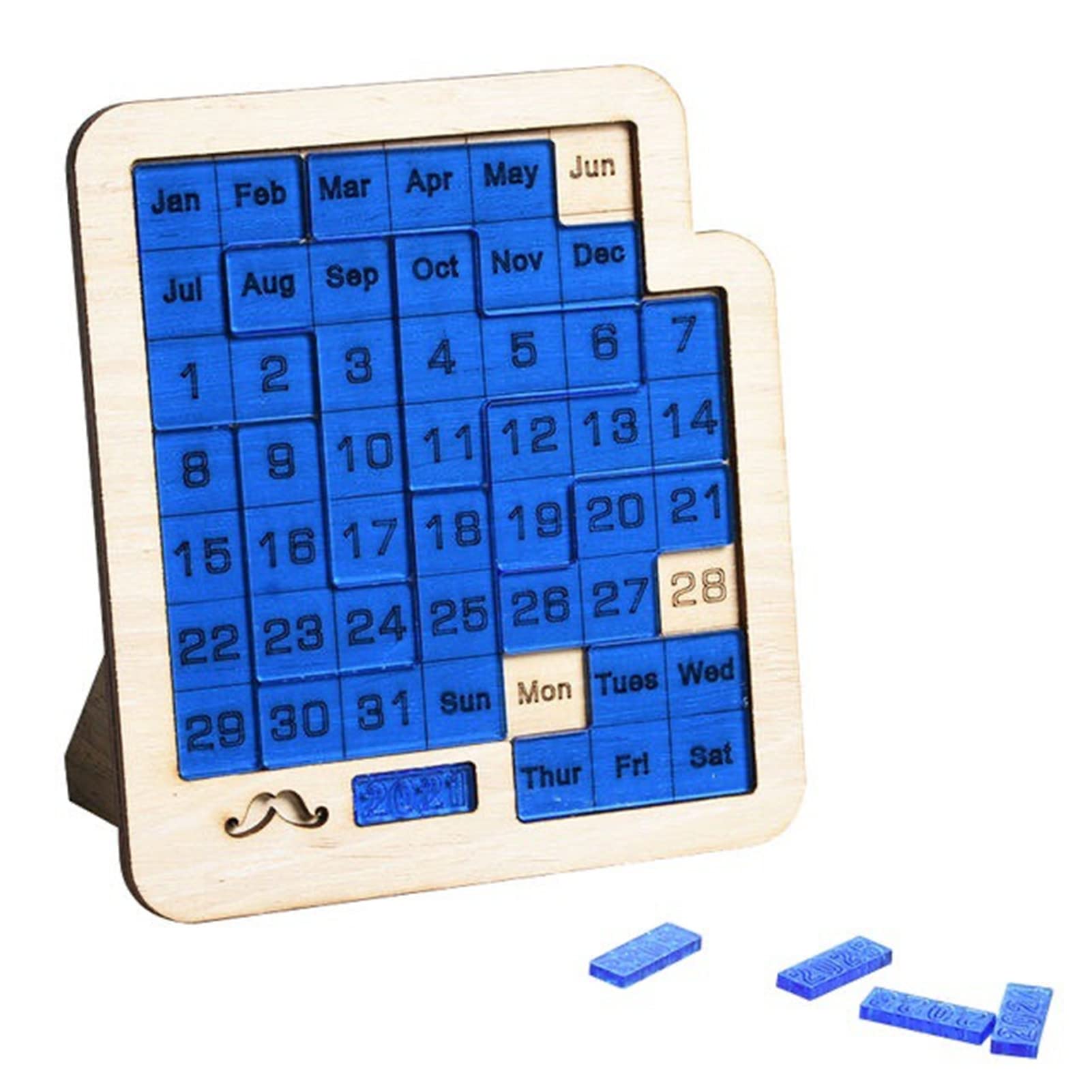 Wooden Daily Calendar Puzzle - Fun & Challenging Date Display Jigsaw Game for Office Desk, Brain Teaser & 365-Day Puzzler (2022 Edition) - Perfect for Stress Relief, Office Decor & Cognitive Training