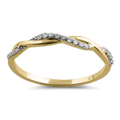 14K Solid Yellow Gold Twist Cubic Zirconia Ring for Women - Elegant CZ Jewelry for Engagement, Wedding, Anniversary & Everyday Wear