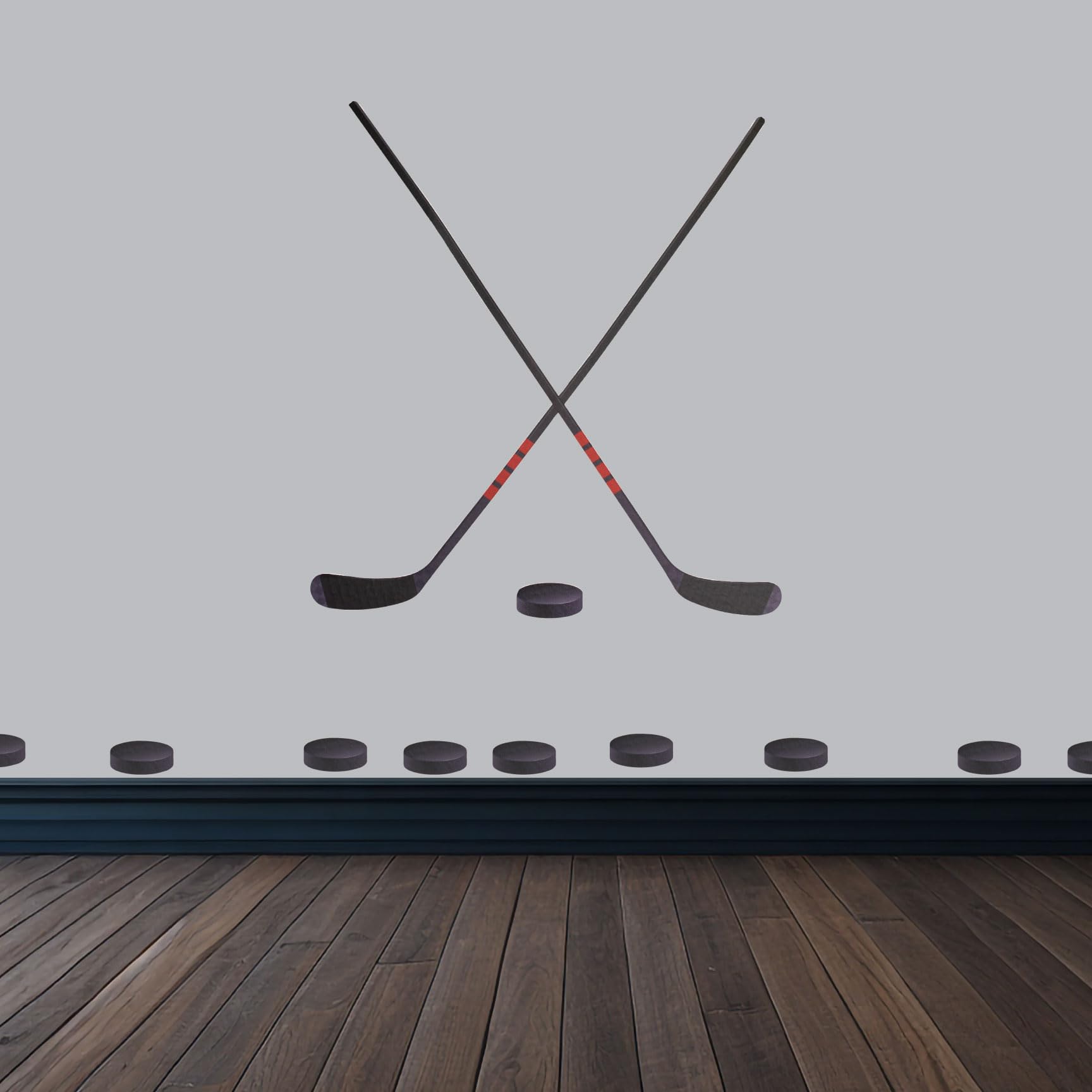 Hockey Sticks and Pucks Wall Decals Set - Sports Room Decor for Hockey Fans | Perfect for Bedroom, Game Room & Office Decoration