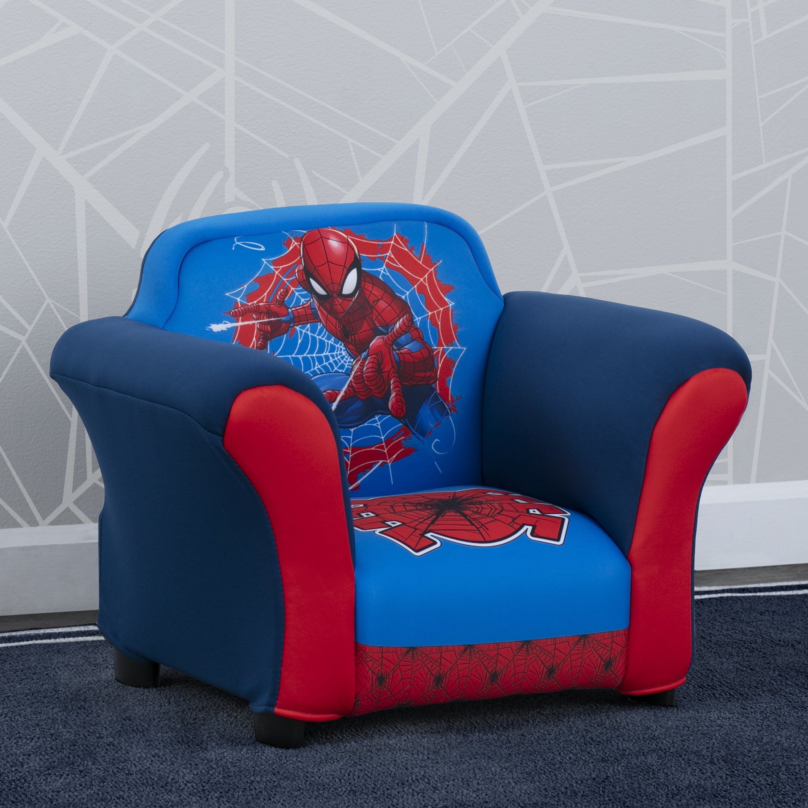Spider-Man Themed Upholstered Chair with Durable Plastic Frame - Perfect for Kids' Room, Gaming Setup & Superhero Decor