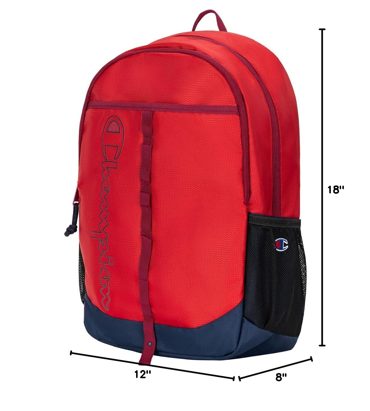 Champion Center Backpack for School & Travel - Red & Navy Blue One Size Backpack - Perfect for College Students, Work Commute & Outdoor Adventures