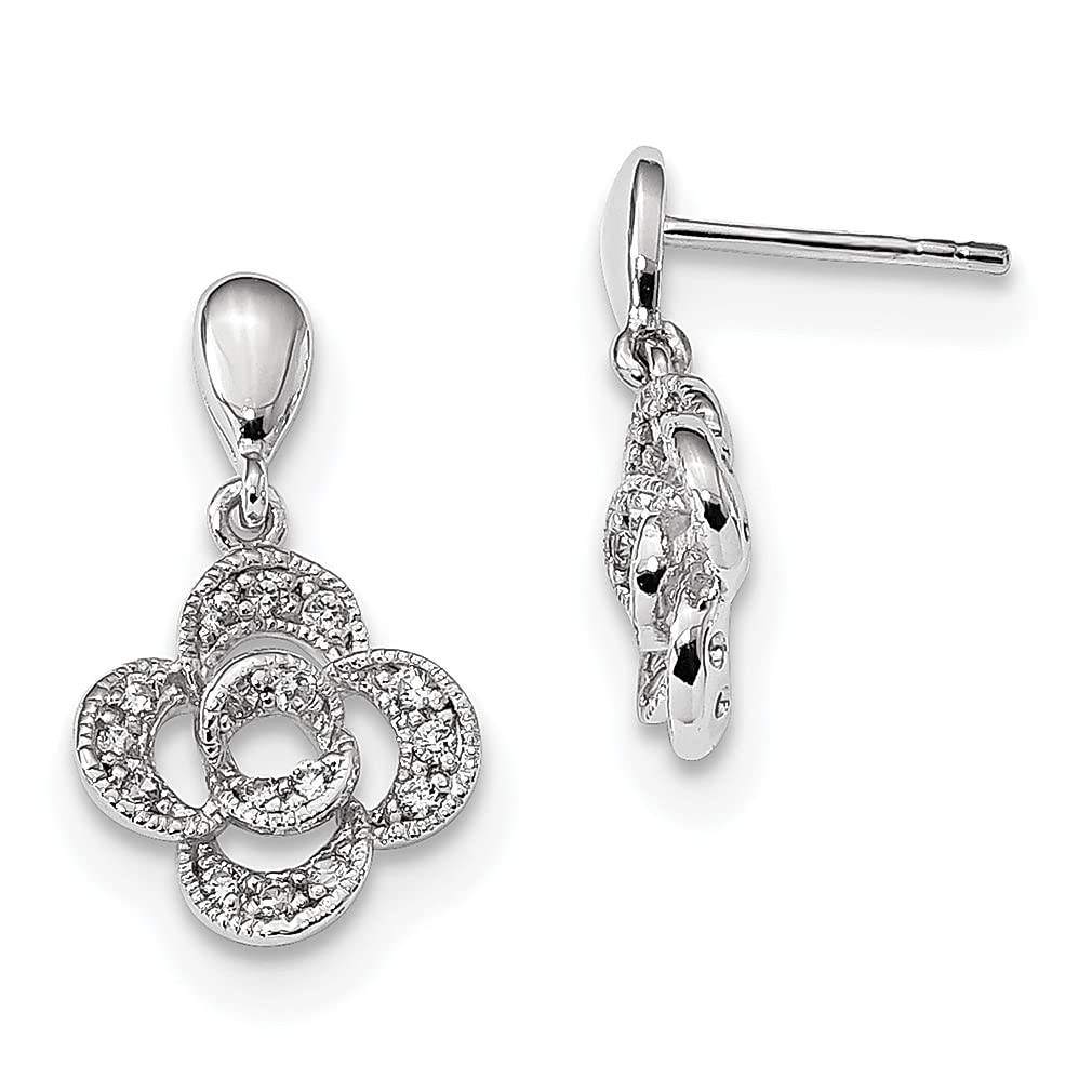 925 Sterling Silver Cubic Zirconia Flower Drop Dangle Earrings for Women | Elegant CZ Chandelier Stud Earrings | Perfect Gift for Her | Gardening Jewelry & Everyday Wear