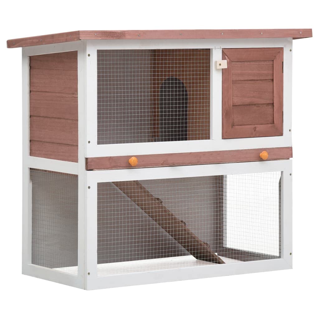 Premium SKM Outdoor Rabbit Hutch - 1 Door Brown Wooden Rabbit Cage for Small Pets - Perfect for Backyard, Garden, and Patio Use